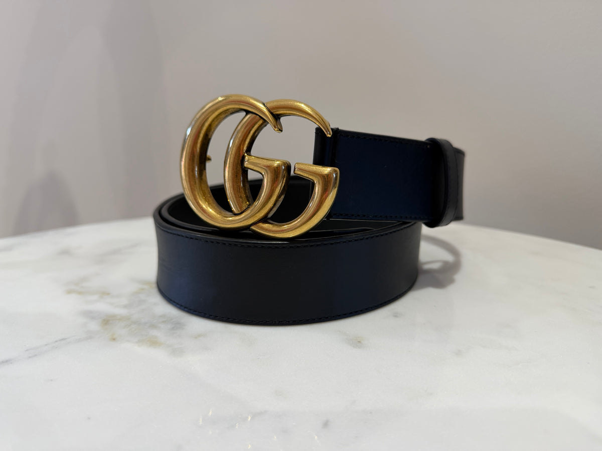 Gucci GG Marmont Black Leather Belt Size 85 - Pre owned