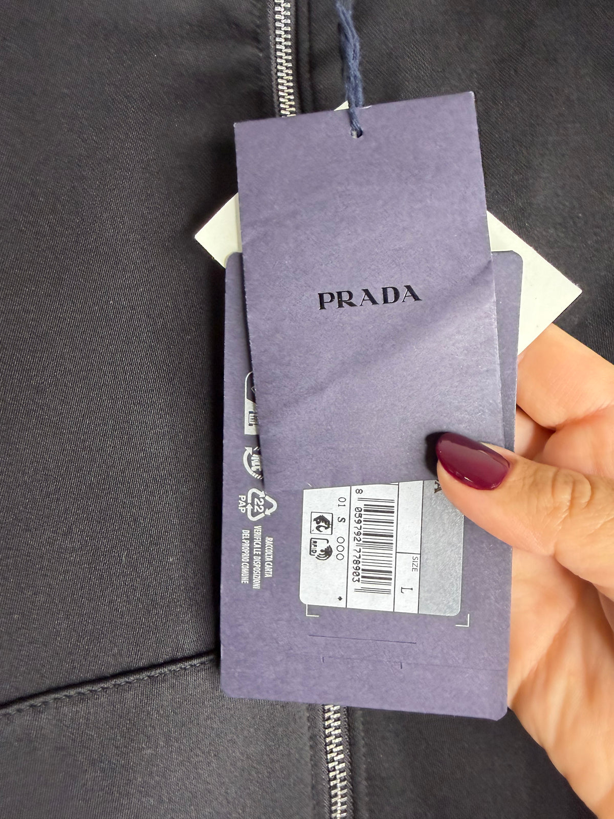 Prada Men’s Silk & Cotton-Blend Jacket – Black – Large – Brand New with Tags