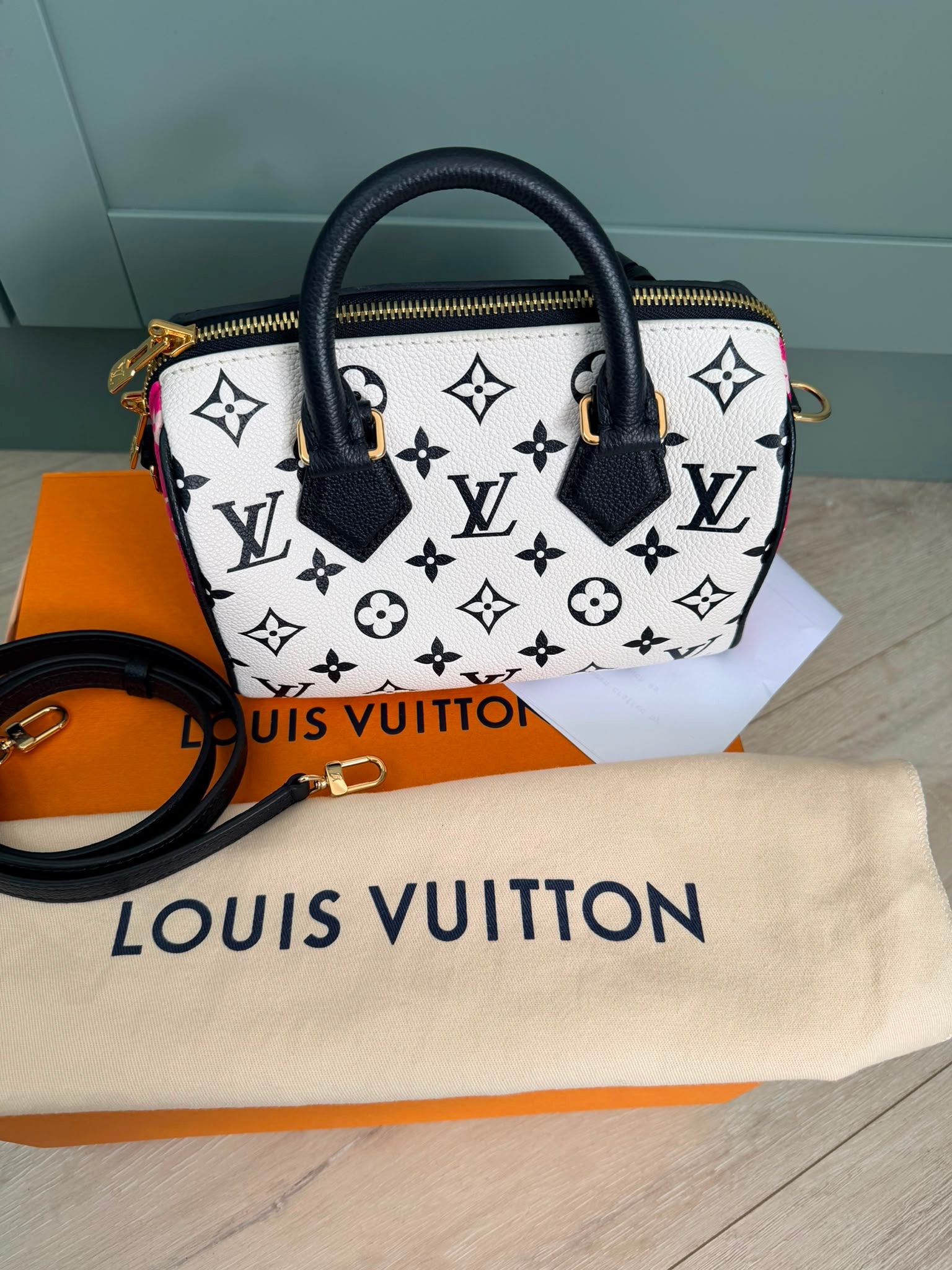 Pre owned Louis Vuitton Ltd edition speedy 20 empreinte leather black and white