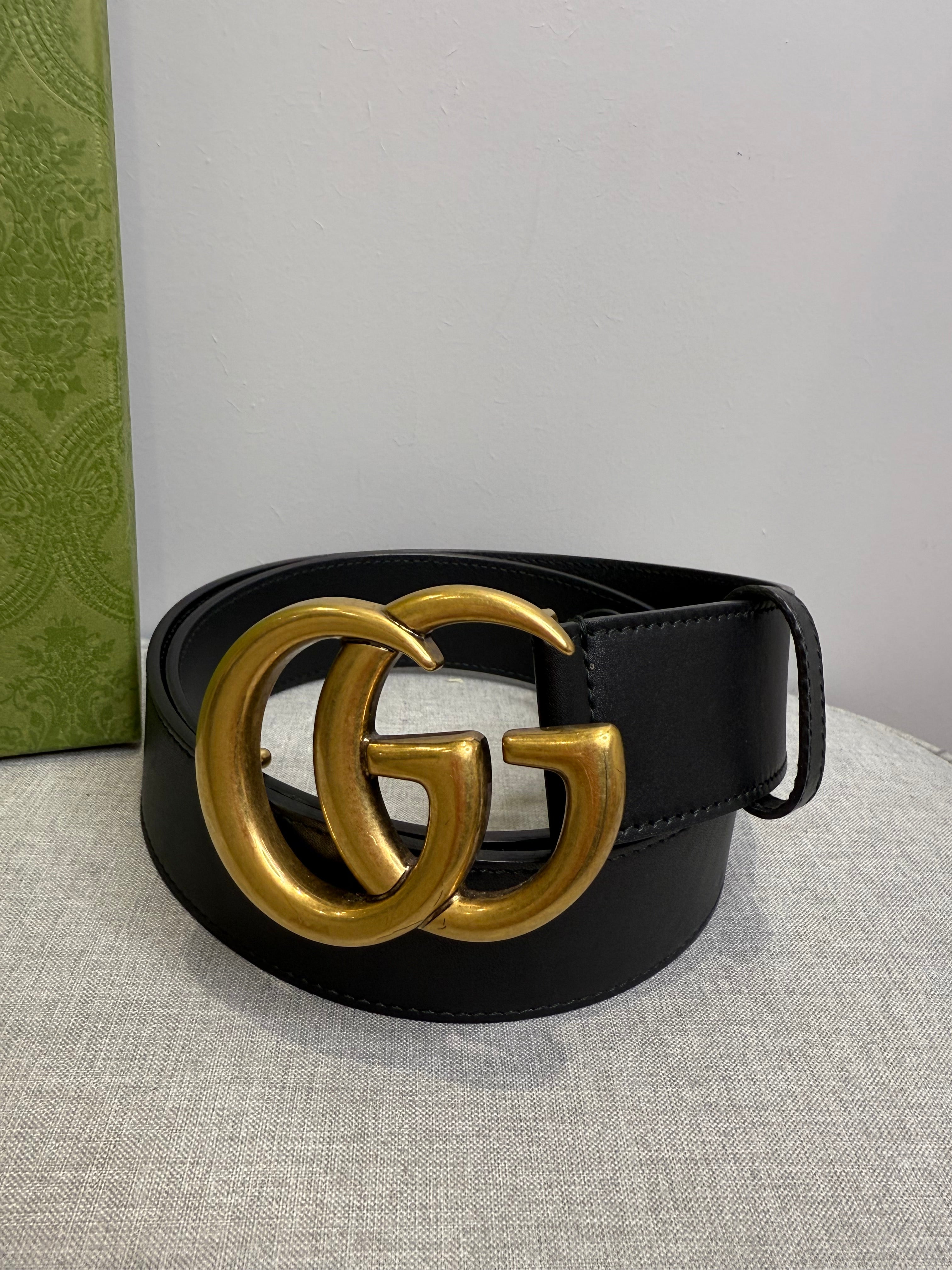 Gucci GG Marmont Black Leather Belt Size 90