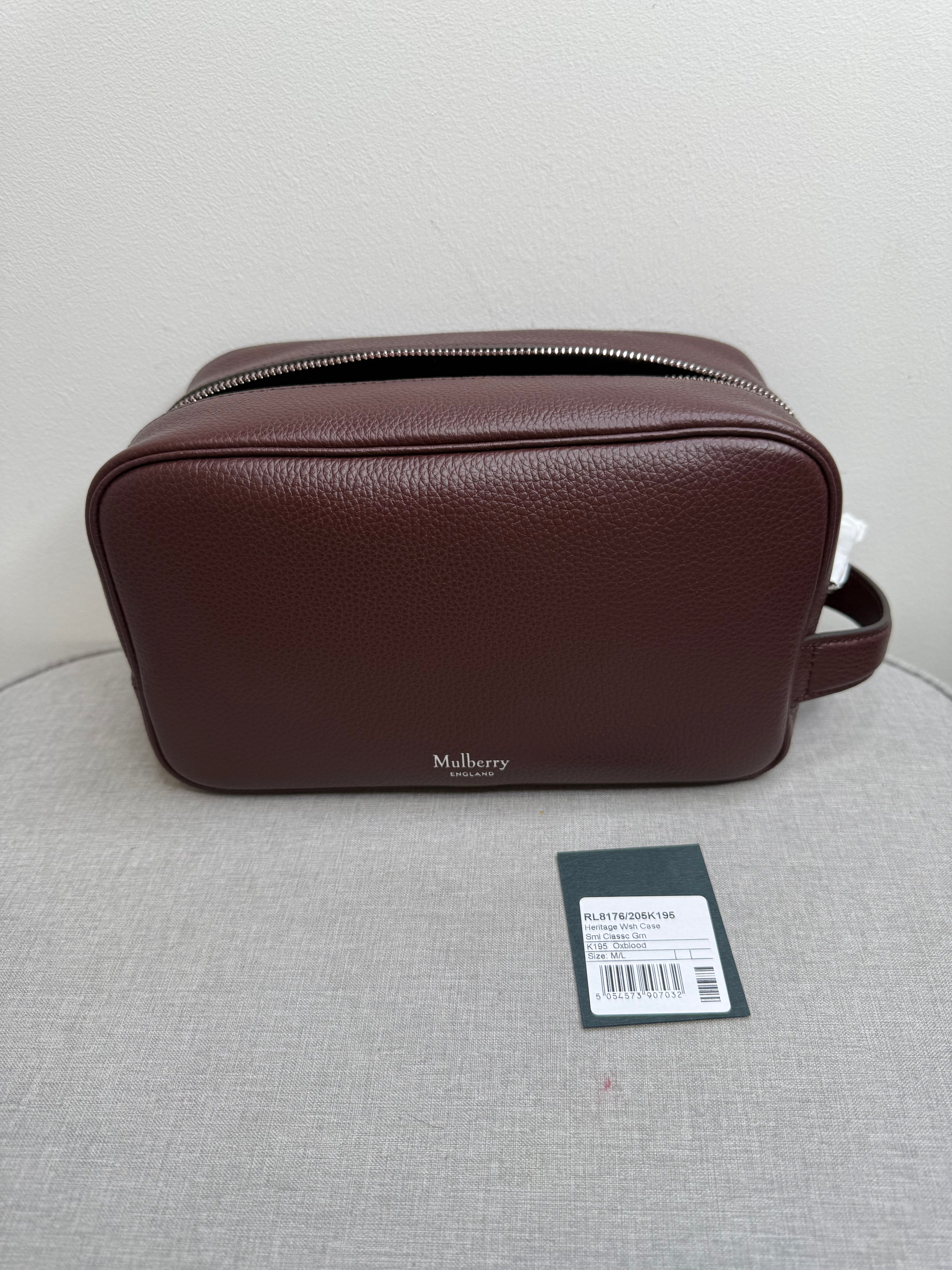 New Mulberry Heritage Unisex Oxblood Leather Washbag