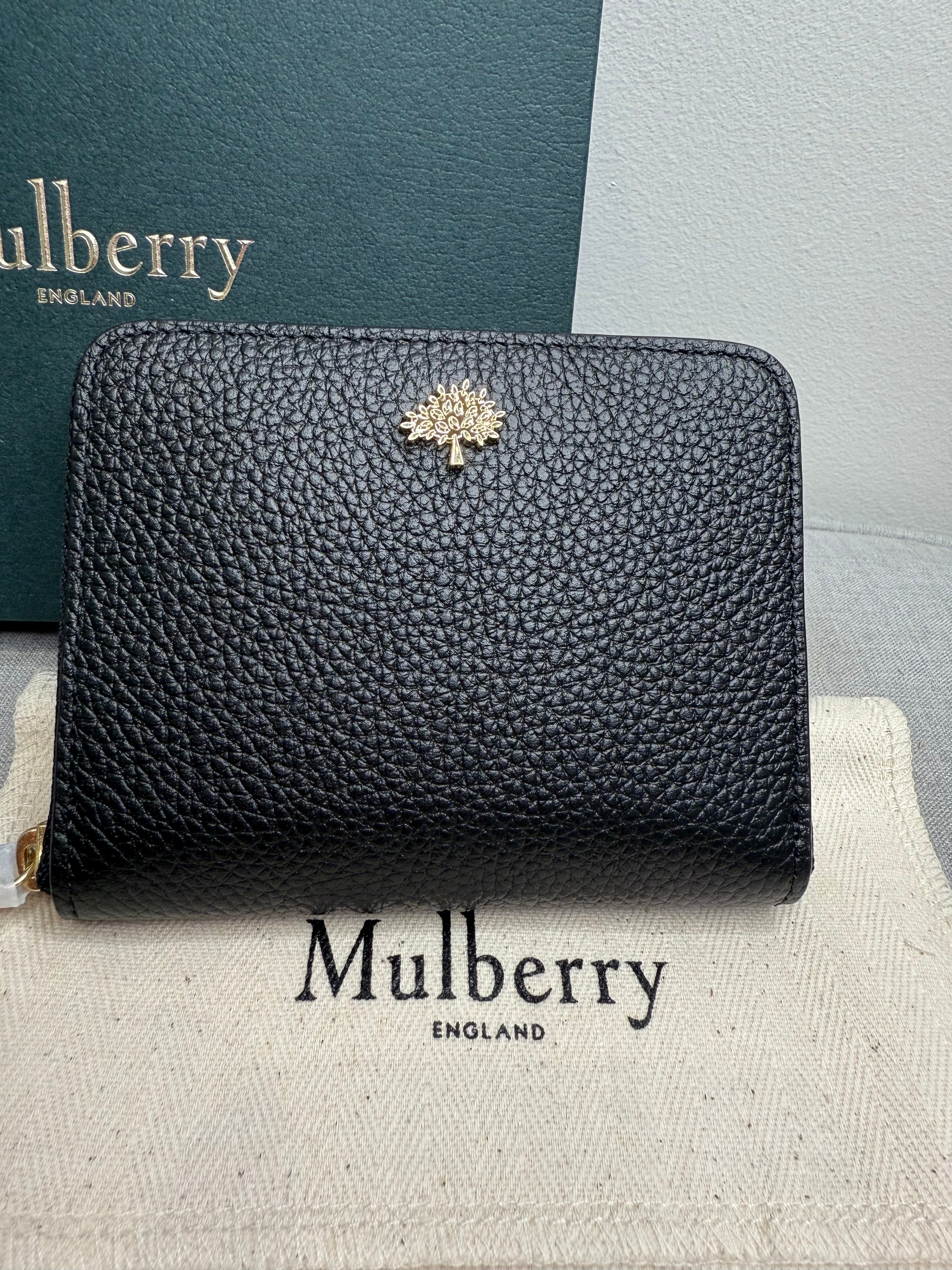 Mulberry Zip Around Tree Plaque Zip Around Wallet In Black Leather - New With Box