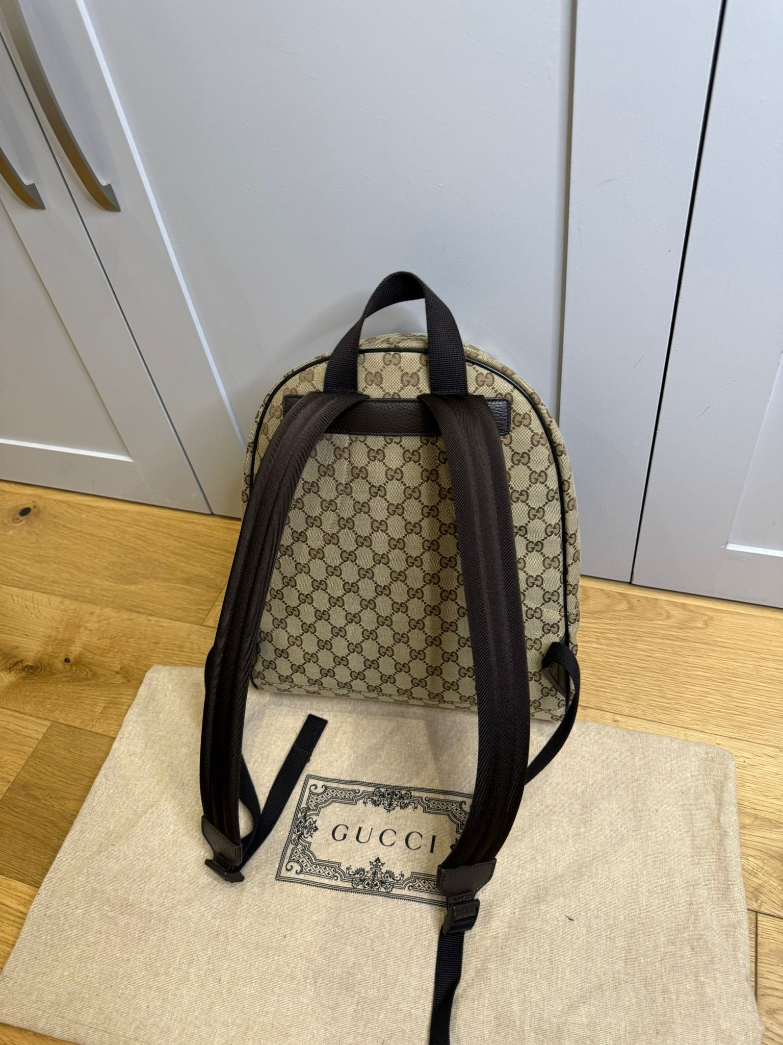 Gucci GG Supreme Canvas Zipped Backpack back view