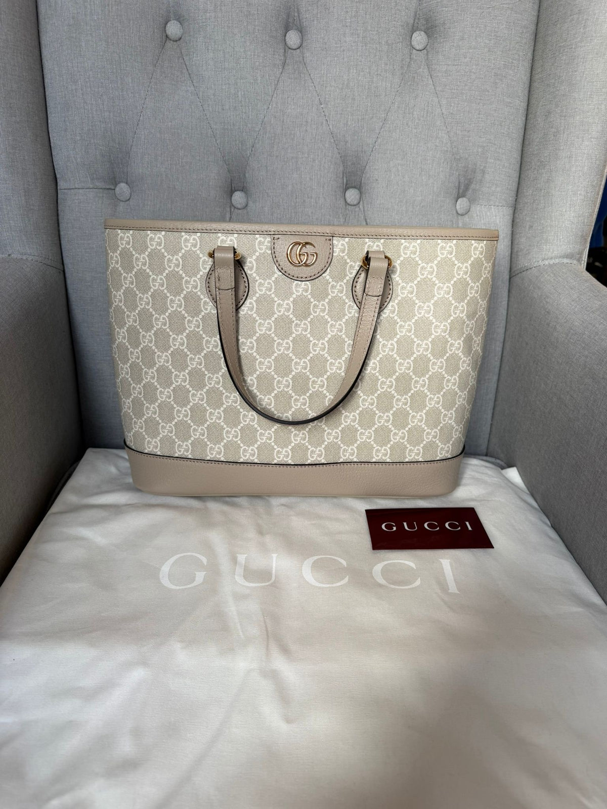 Gucci Ophidia Small Tote with dustbag new front view 