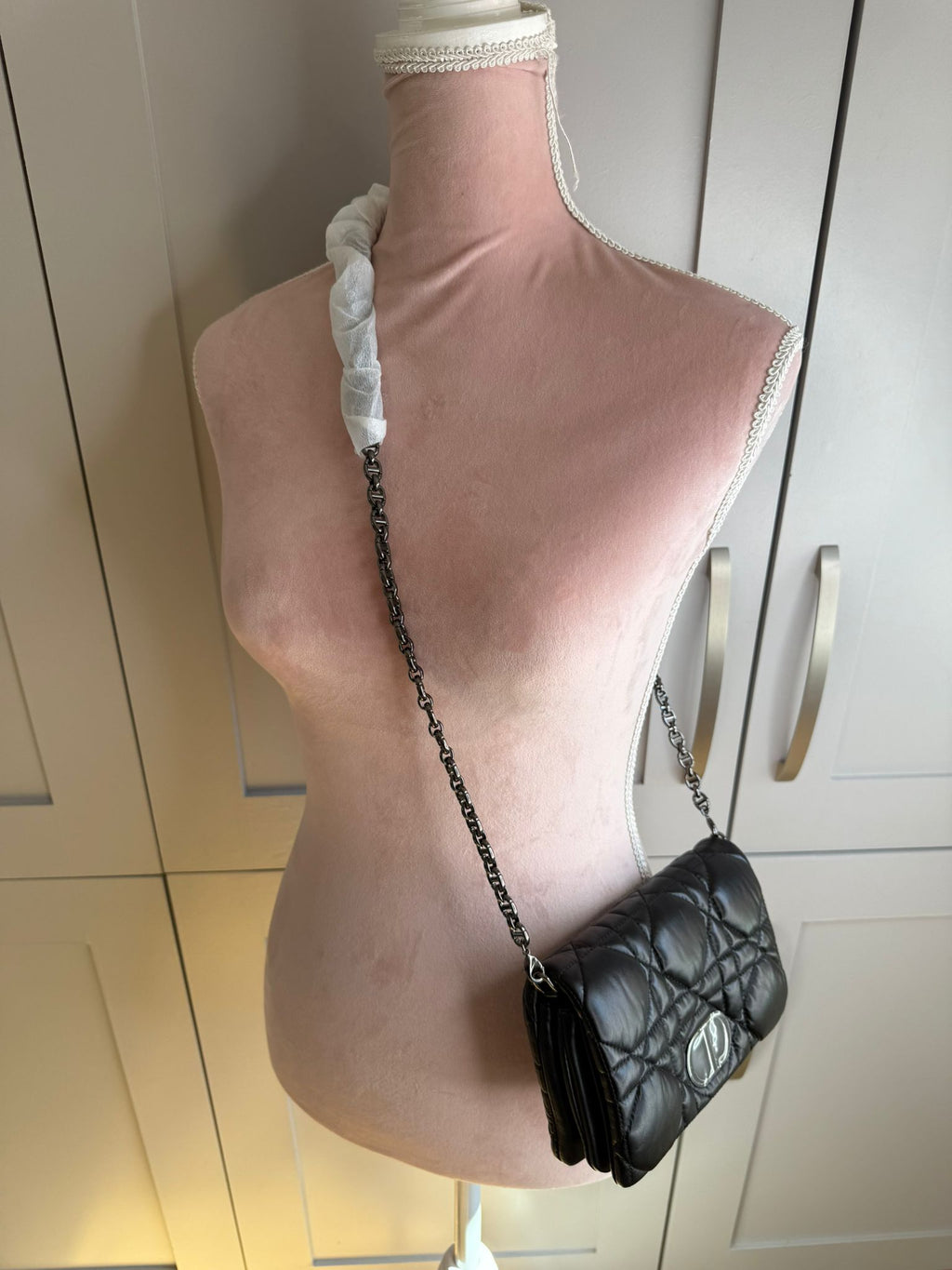 New Christian Dior Calfskin Macrocannage Mini Caro Bag