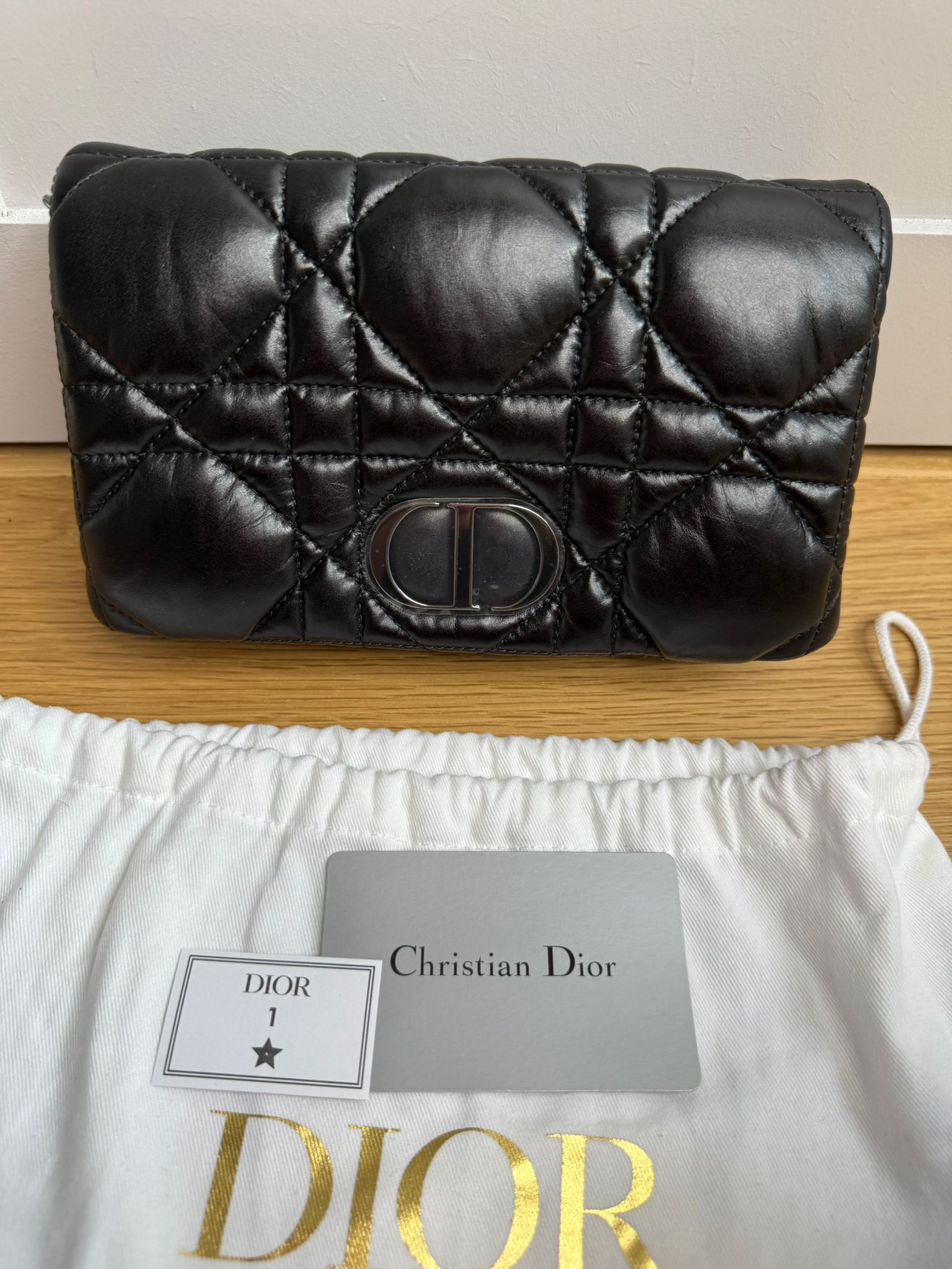 New Christian Dior Calfskin Macrocannage Mini Caro Bag