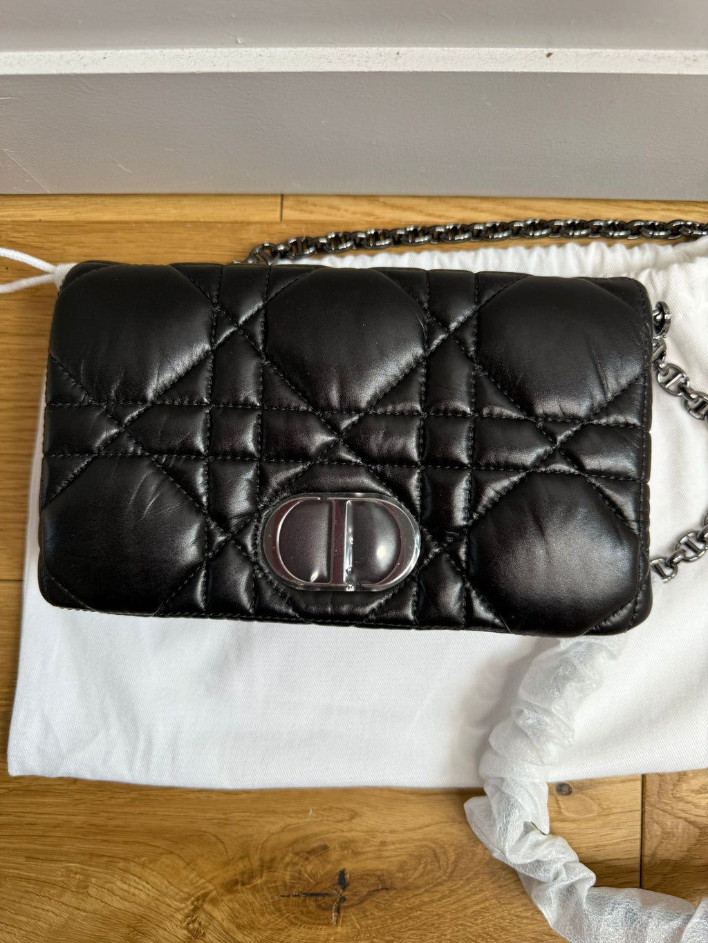 New Christian Dior Calfskin Macrocannage Mini Caro Bag