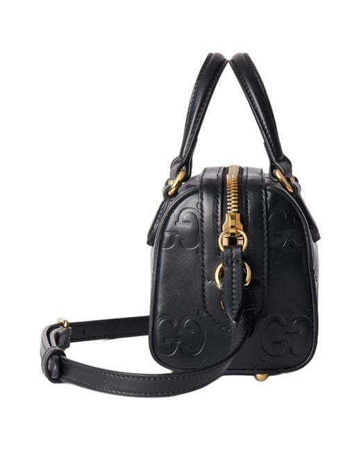 New Gucci GG Leather Crossbody Bag Black & Gold Hdw