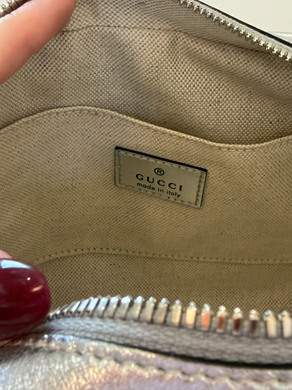 Gucci Blondie Silver Leather Camera Bag - Brand New