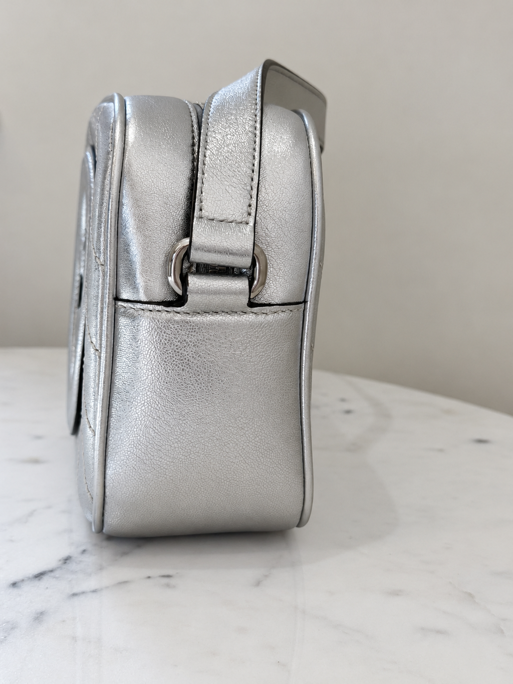 Gucci Blondie Silver Leather Camera Bag - Brand New