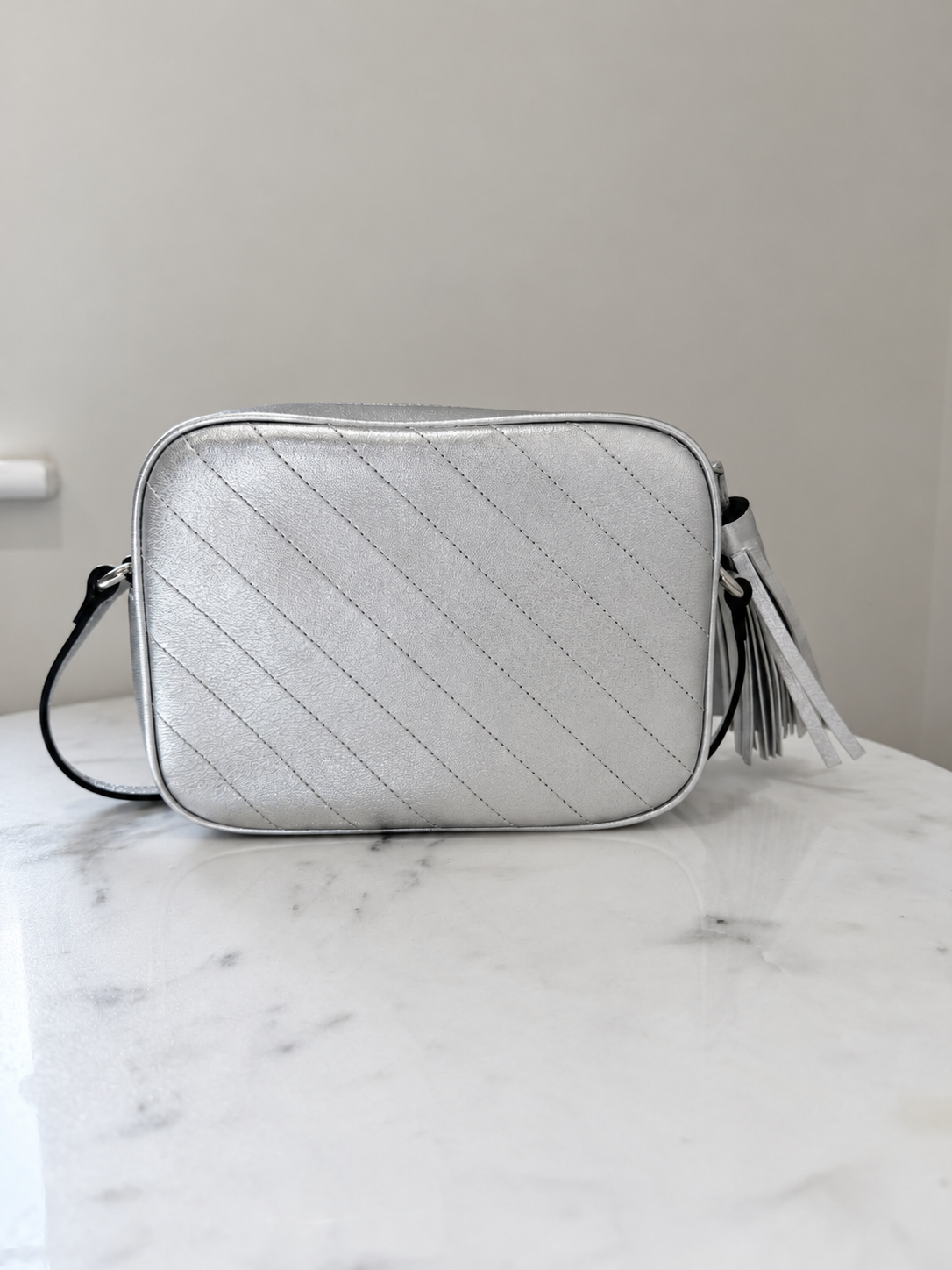 Gucci Blondie Silver Leather Camera Bag - Brand New