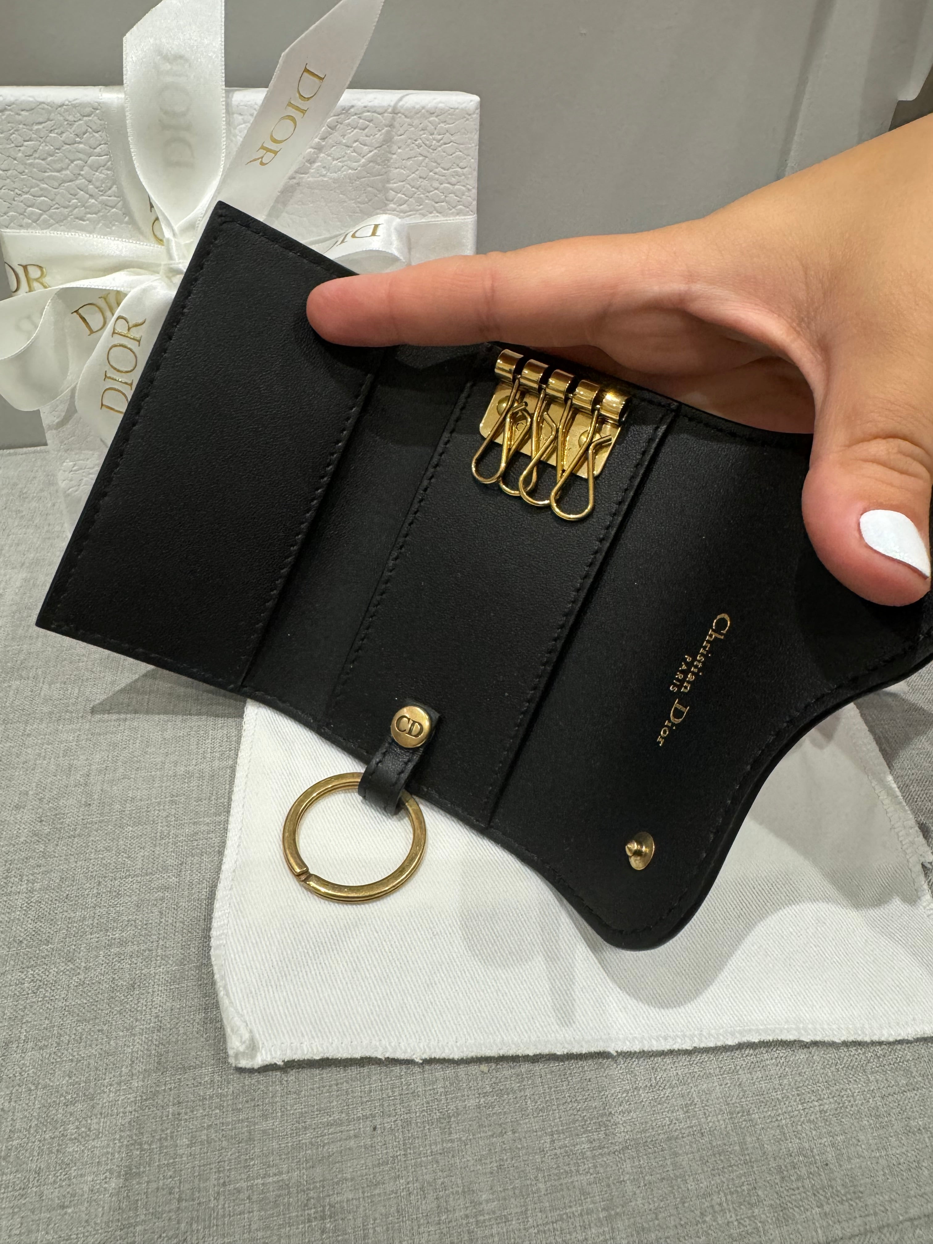 New Christian Dior Saddle Style Key Holder Wallet