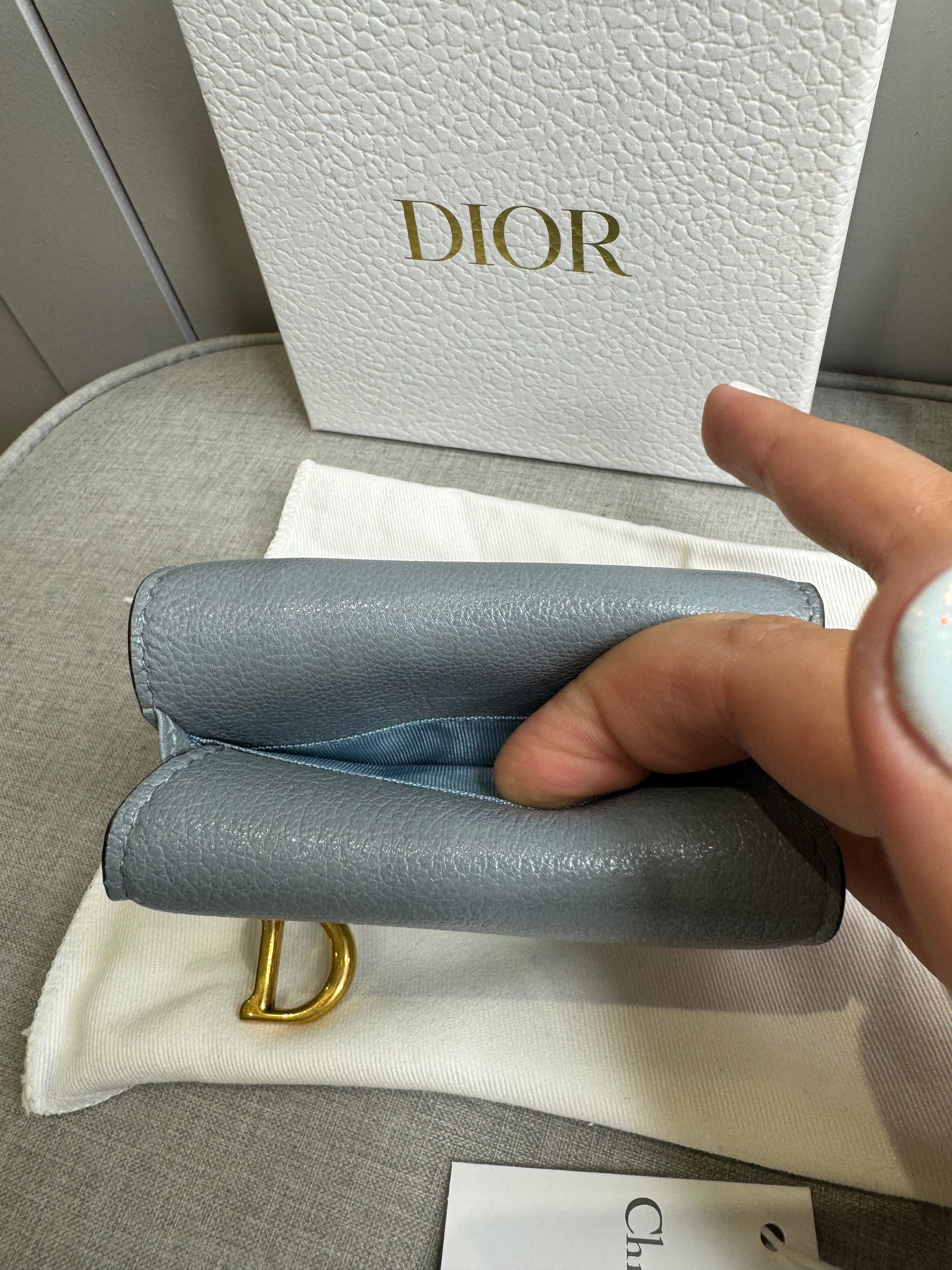 New Christian Dior Compact Saddle Wallet Cloud Blue