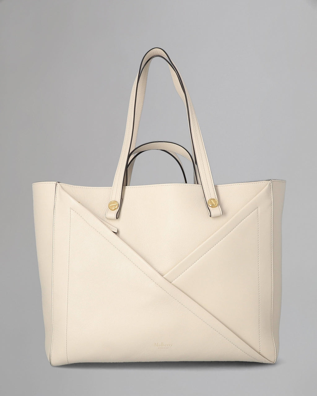 New Mulberry M Zipped Leather Tote Bag in Chalk