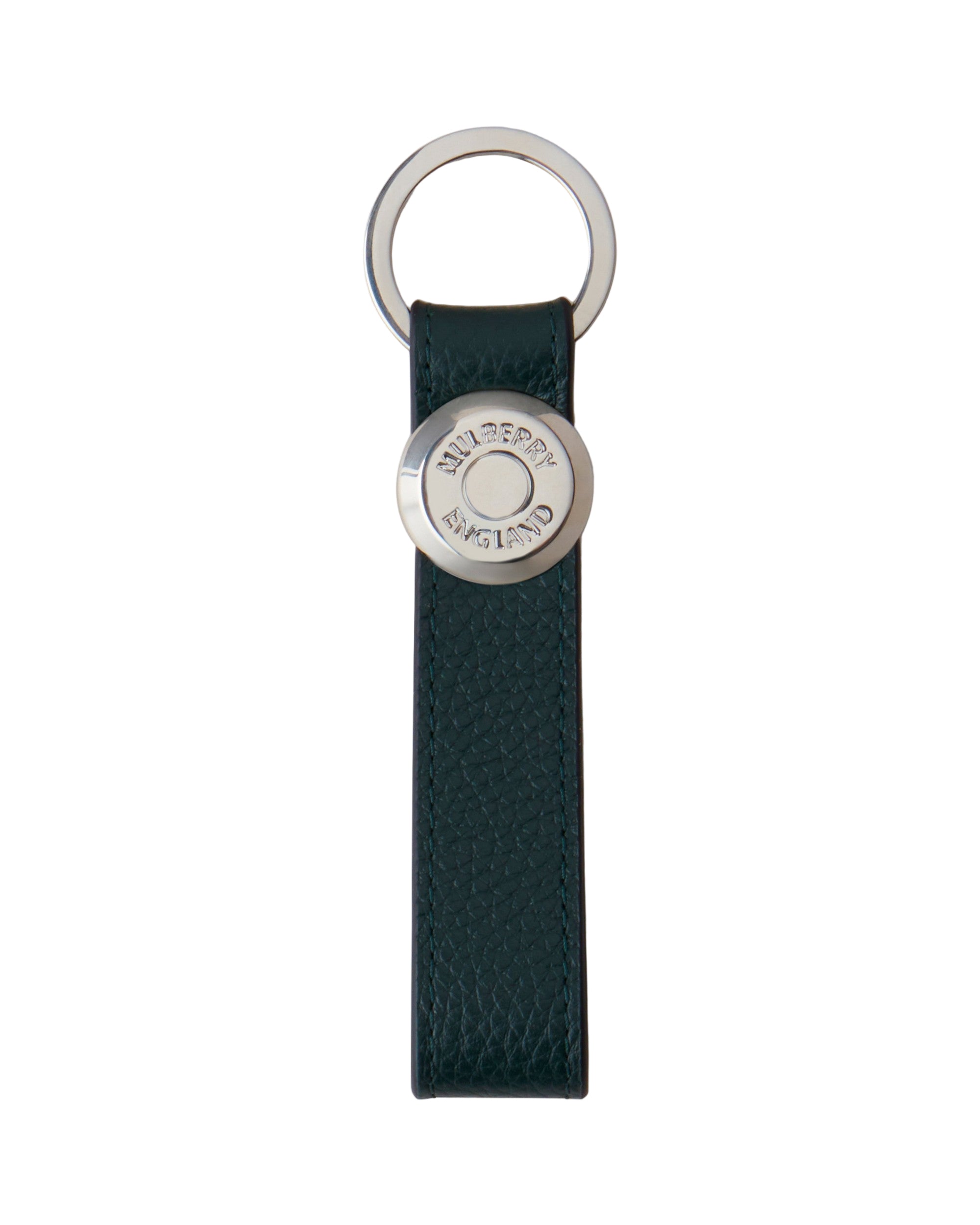 New Mulberry Rivet Keyring in Small Classic Grain Mulberry Green