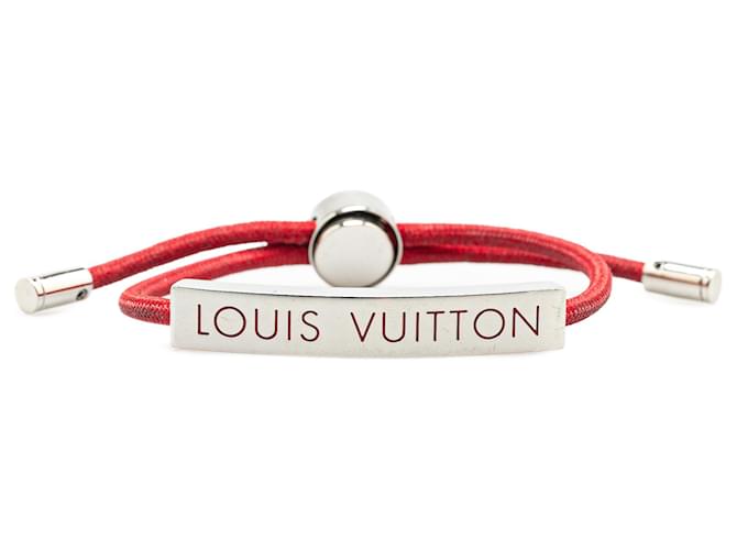 Pre-Owned Louis Vuitton Red Nylon Unisec Bracelet with Stainless Steel logo