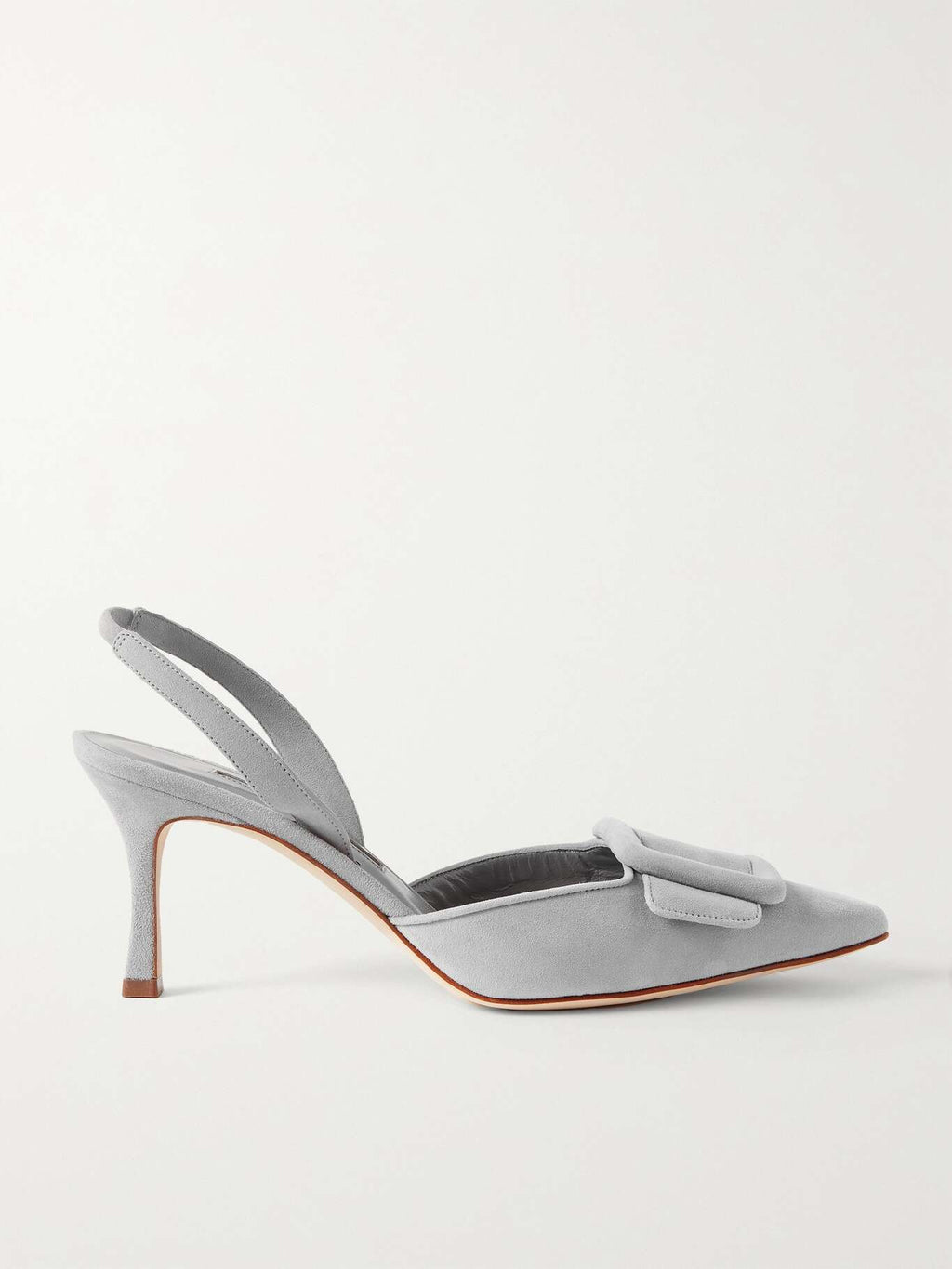 Manolo Blahnik Maysli 70 slingback grey suede leather pumps heels
