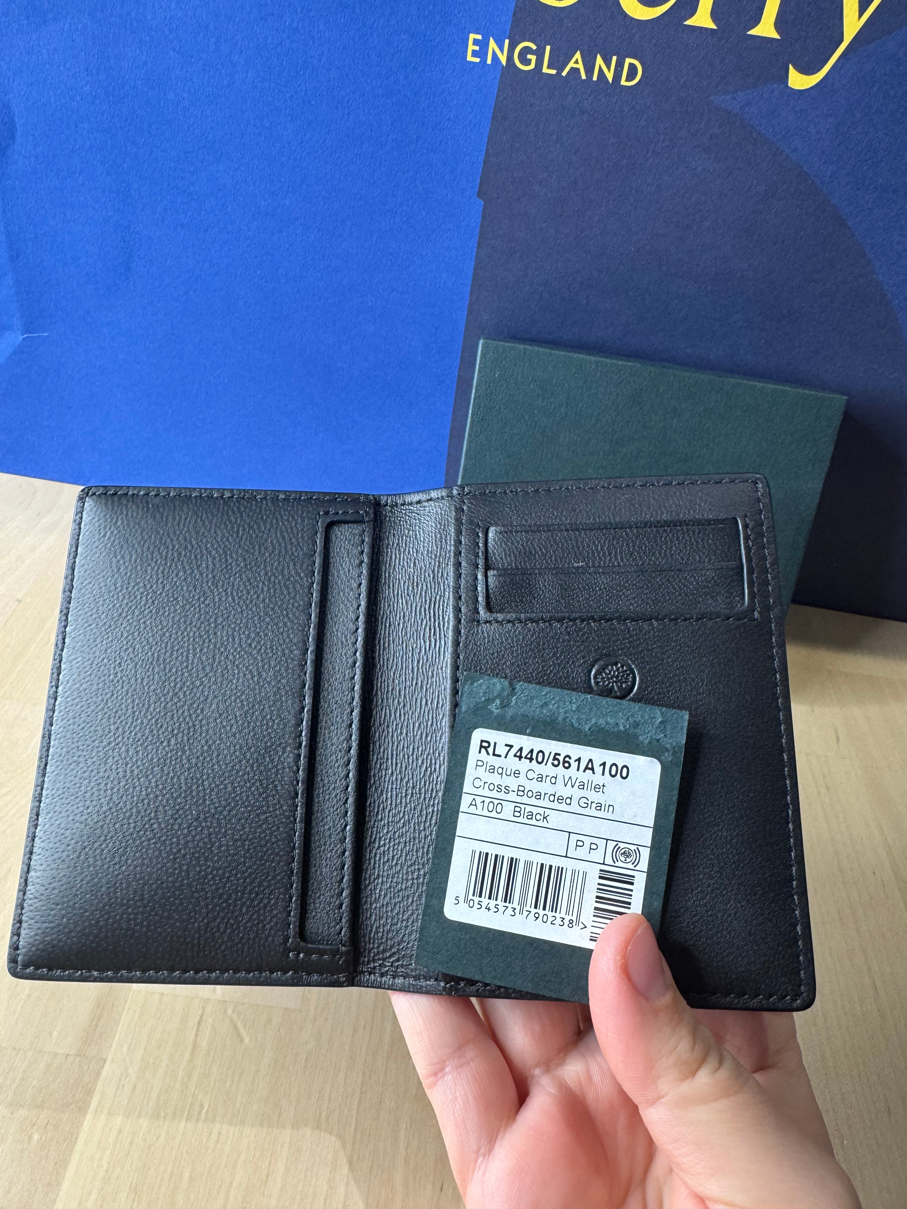 New Mulberry Mens Plaque Card Holder Wallet in Uniform colour