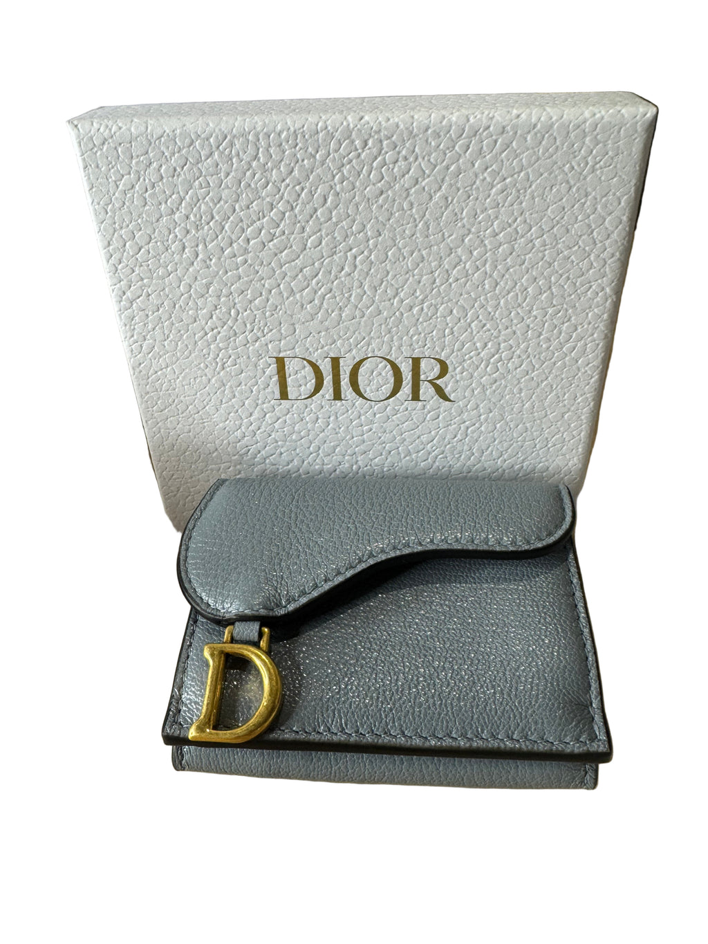 New Christian Dior Compact Saddle Wallet Cloud Blue