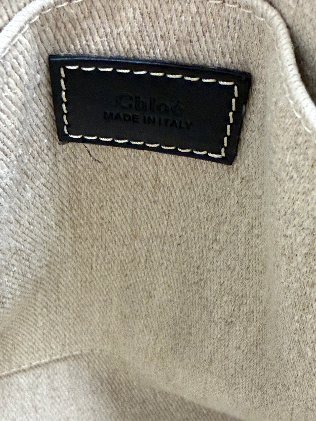 Chloé Woody Tote Bag – Neutral Canvas and Black Leather Trim – Very Good Pre-Owned Condition