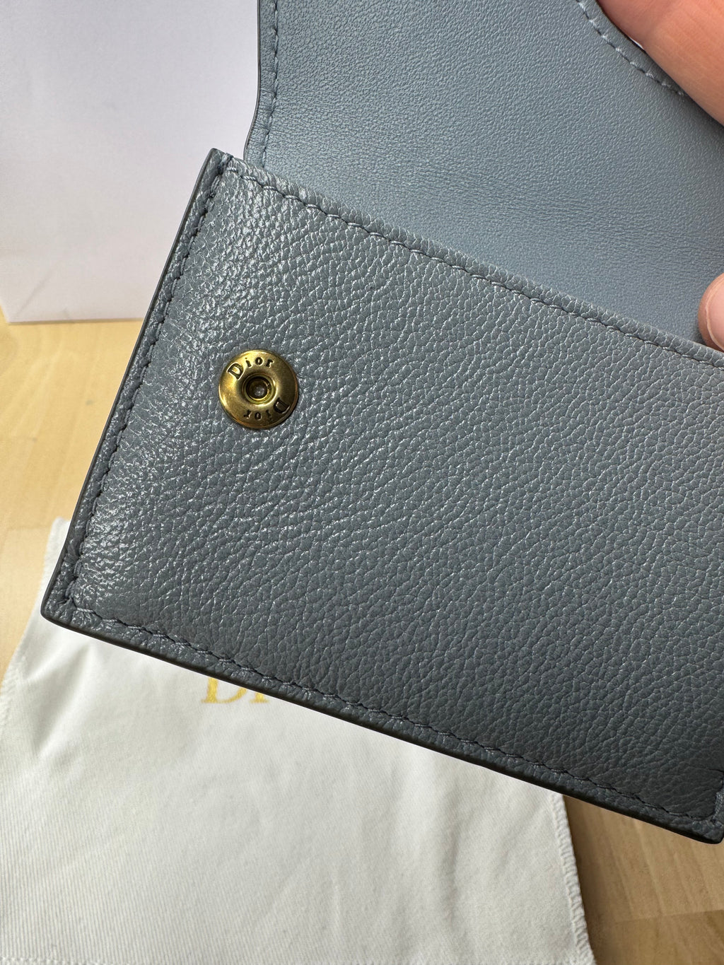New Christian Dior Compact Saddle Wallet Cloud Blue