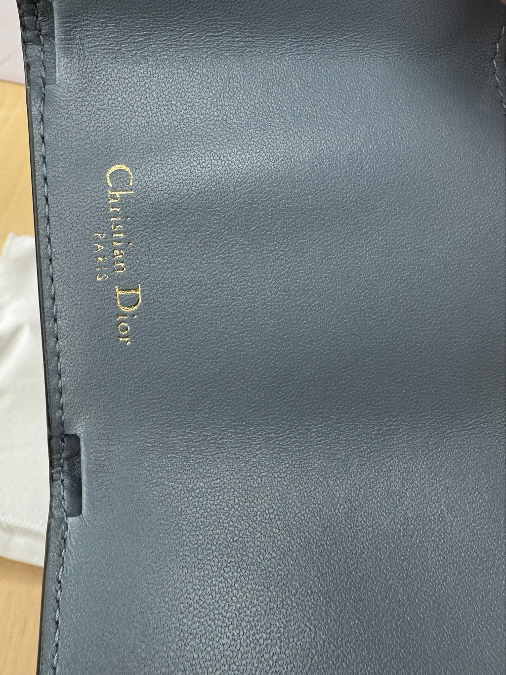 New Christian Dior Compact Saddle Wallet Cloud Blue