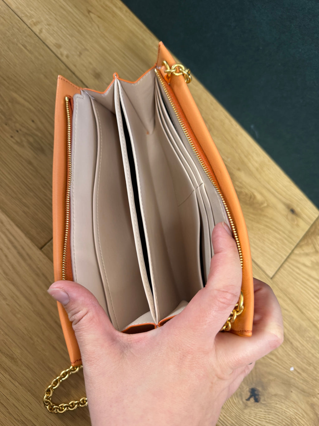 New Mulberry Iris Wallet On Chain Bag In Apricot Colour with Matching Zip Pull