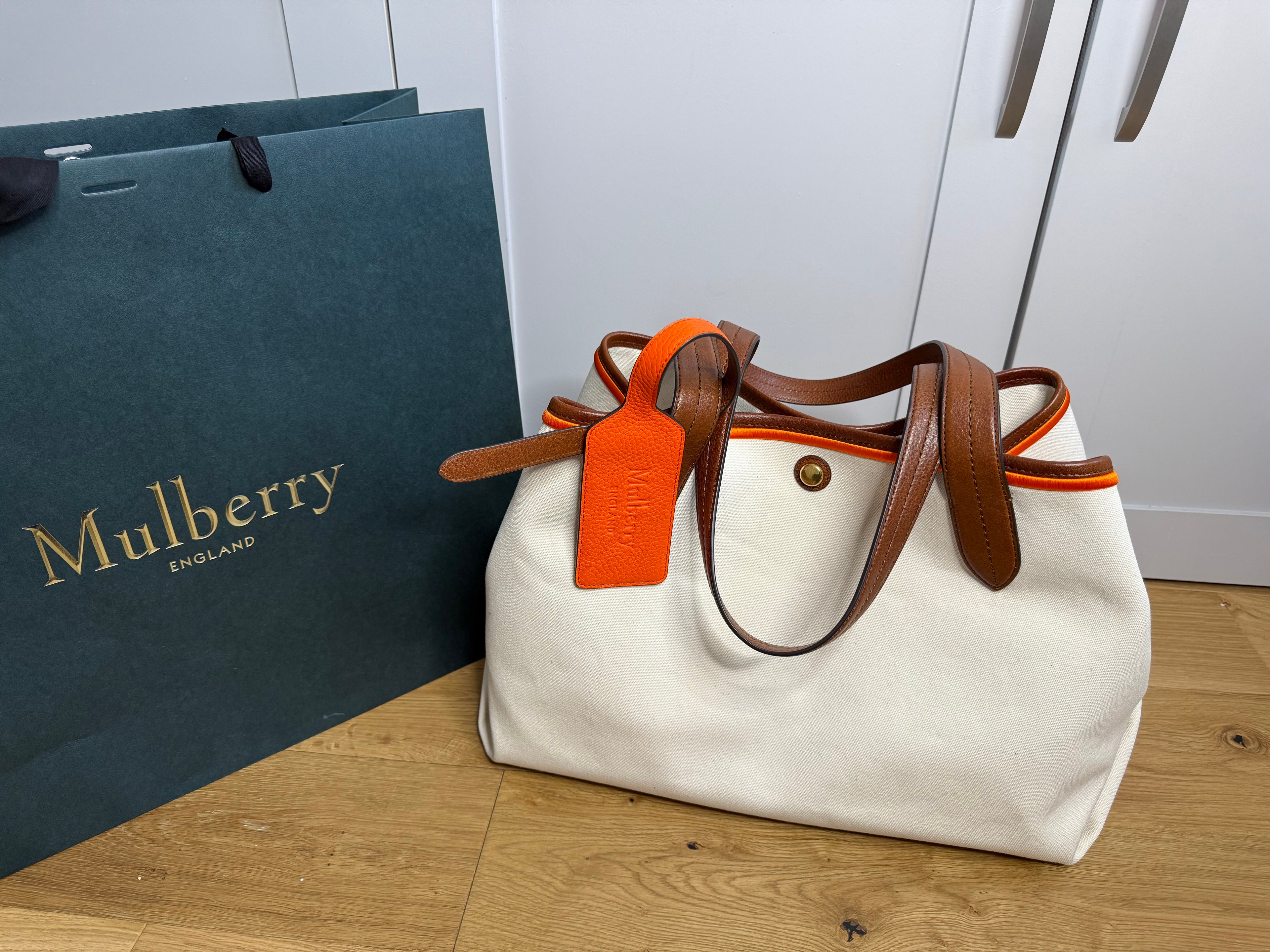 New Mulberry Harper Tote Canvas Bag With Leather Handles