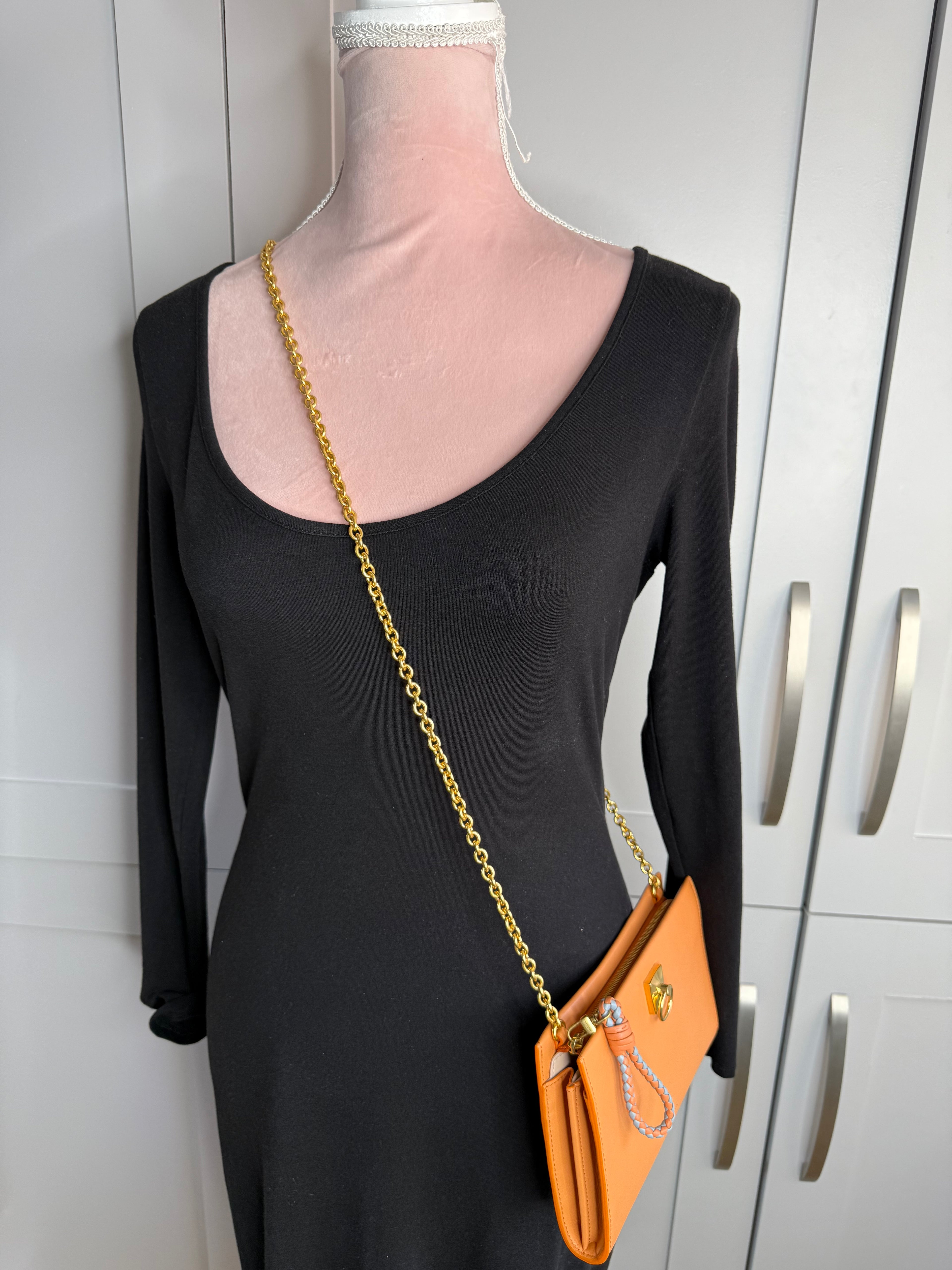 New Mulberry Iris Wallet On Chain Bag In Apricot Colour with Matching Zip Pull