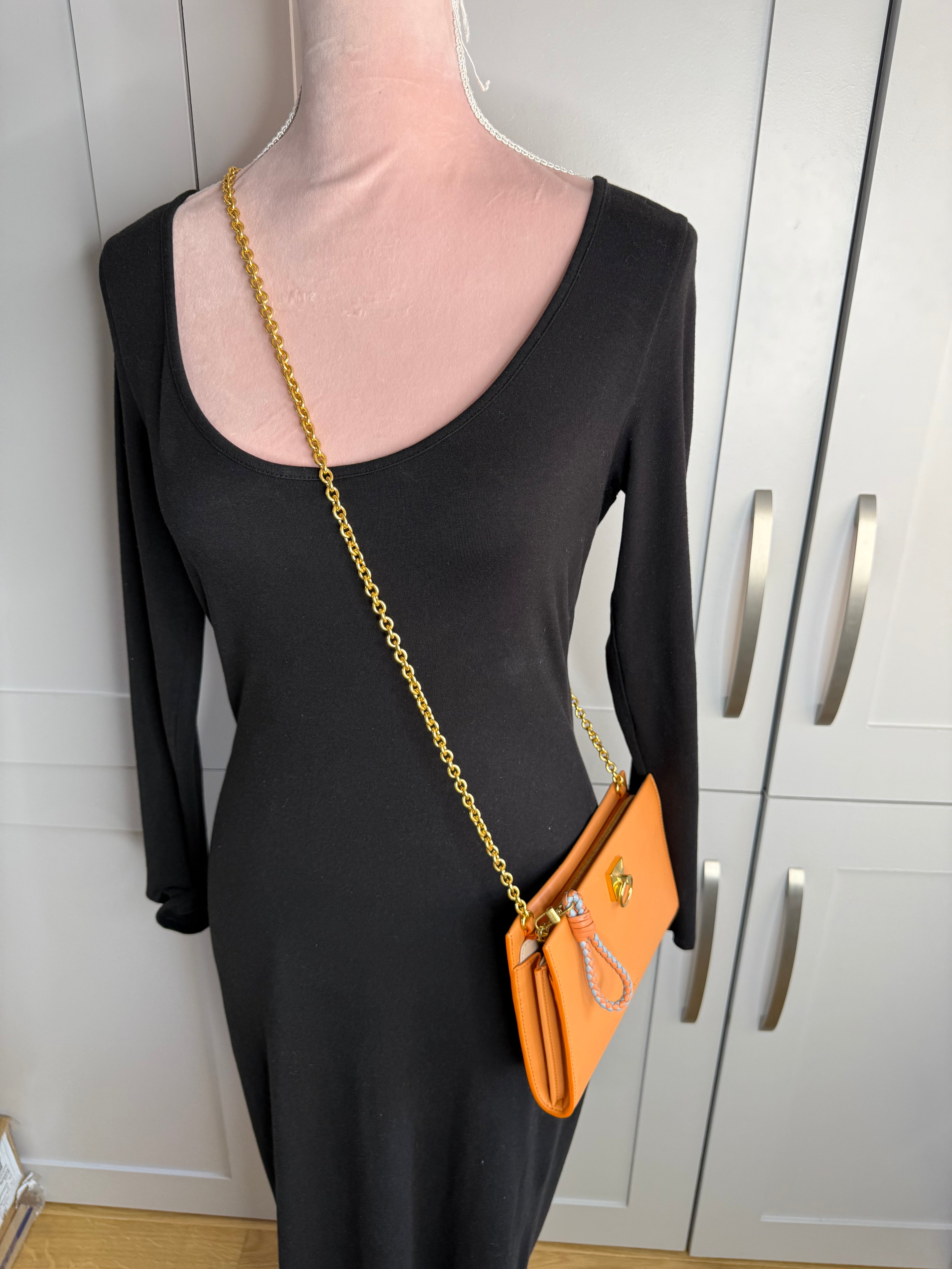 New Mulberry Iris Wallet On Chain Bag In Apricot Colour with Matching Zip Pull