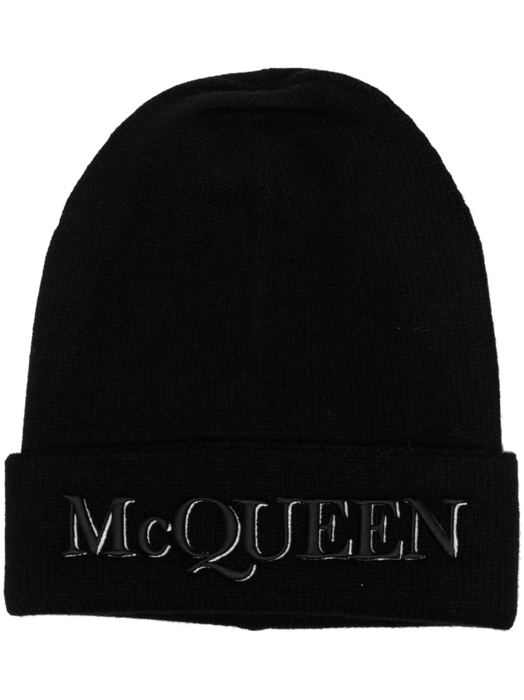 New Alexander McQueen Logo-Embroidered Unisex Black Winter Beanie Hat