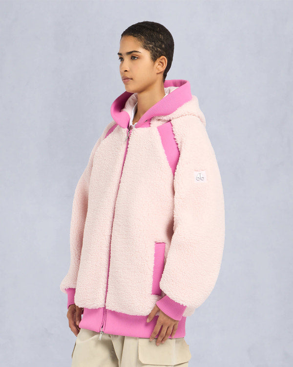 New Moose Knuckles Holland Sherpa Hoodie Jacket in Pink