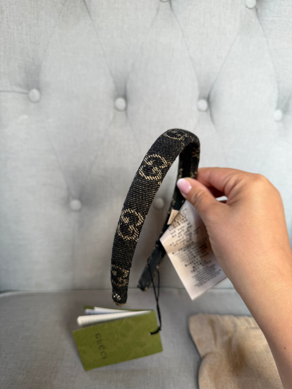 Gucci GG Denim Headband - Brand New