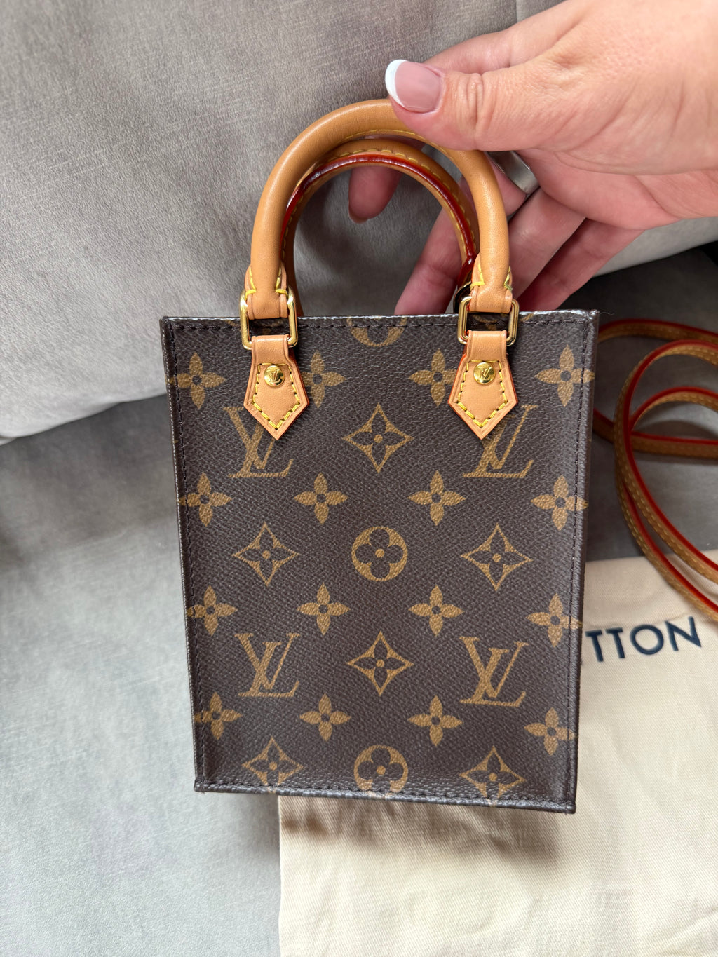 Pre-Owned Louis Vuitton Petit Sac Plat in Monogram Canvas