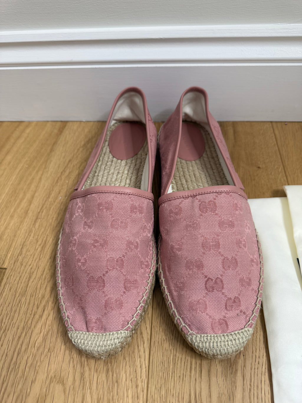 Gucci Guccissima GG Canvas Espadrilles in Dusty Pink