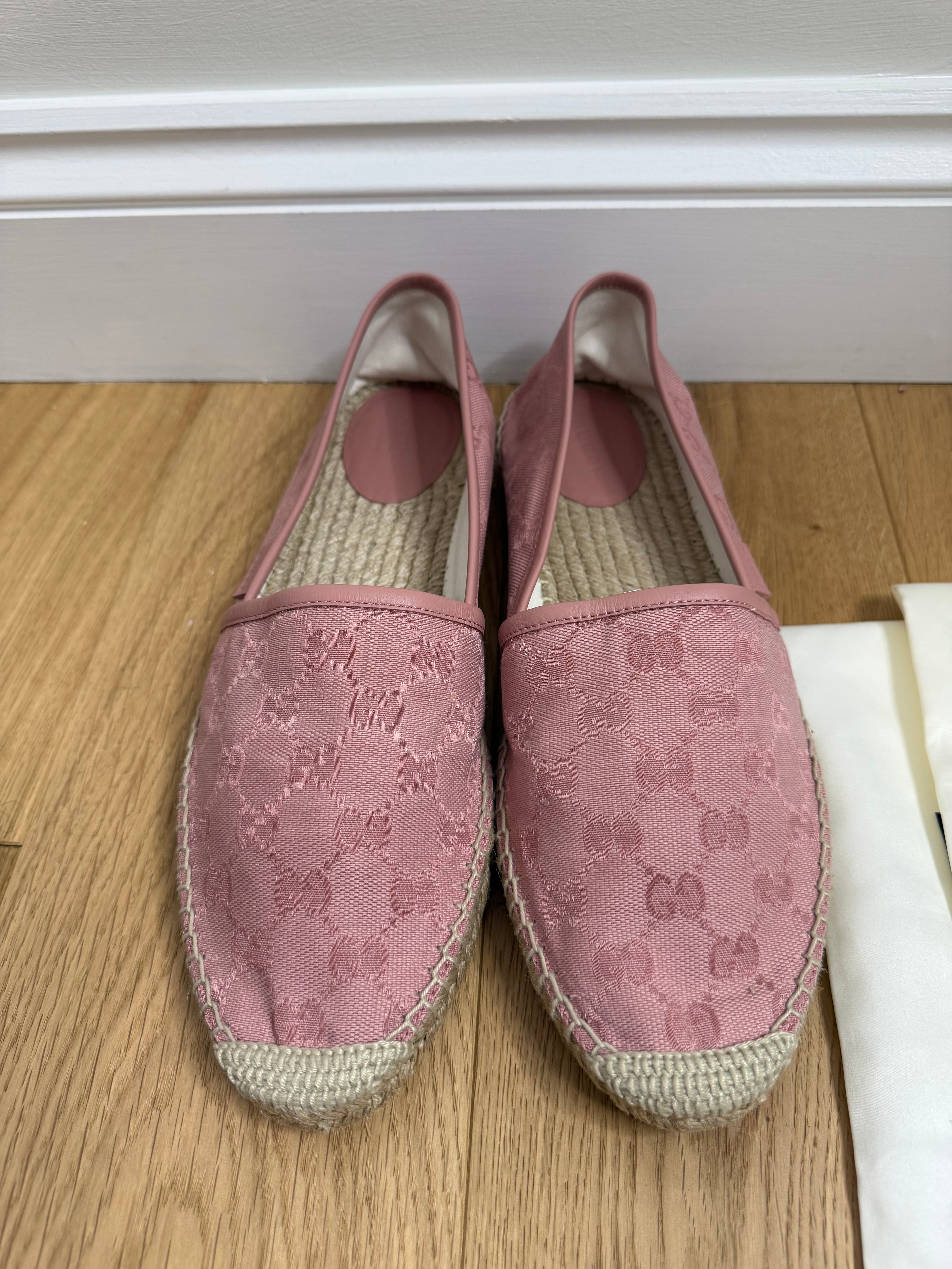Gucci Guccissima GG Canvas Espadrilles in Dusty Pink