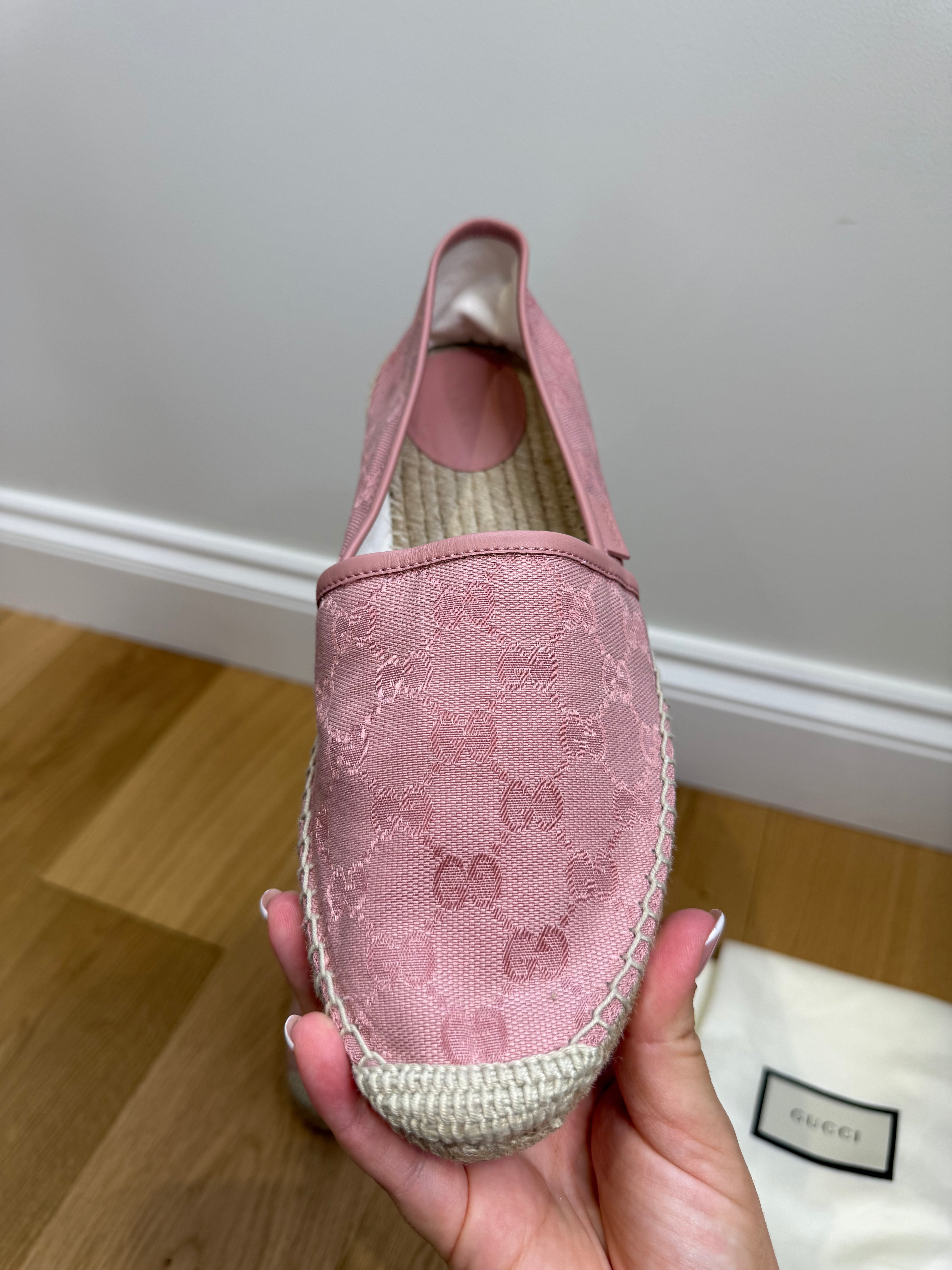 Gucci Guccissima GG Canvas Espadrilles in Dusty Pink