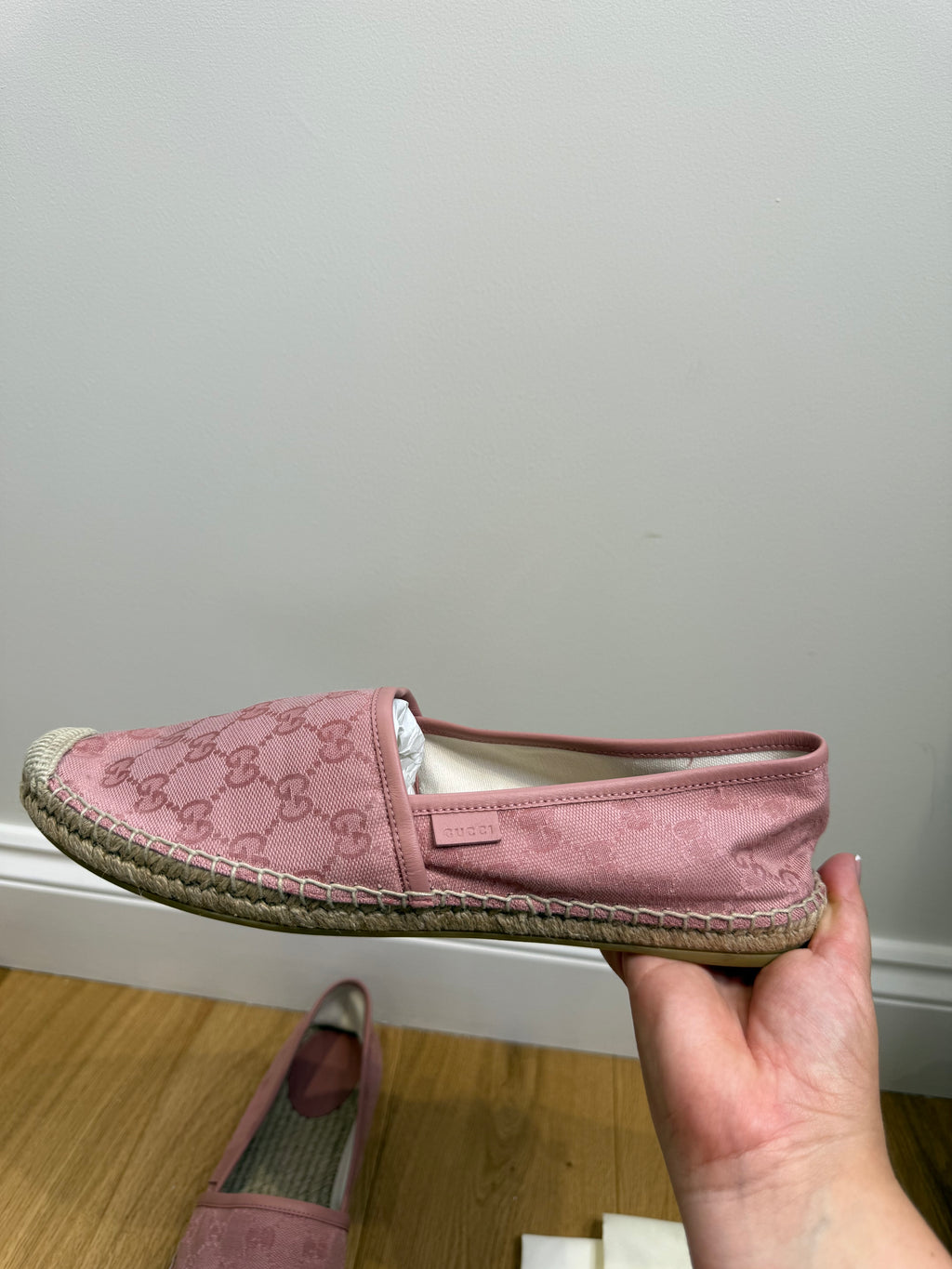 Gucci Guccissima GG Canvas Espadrilles in Dusty Pink