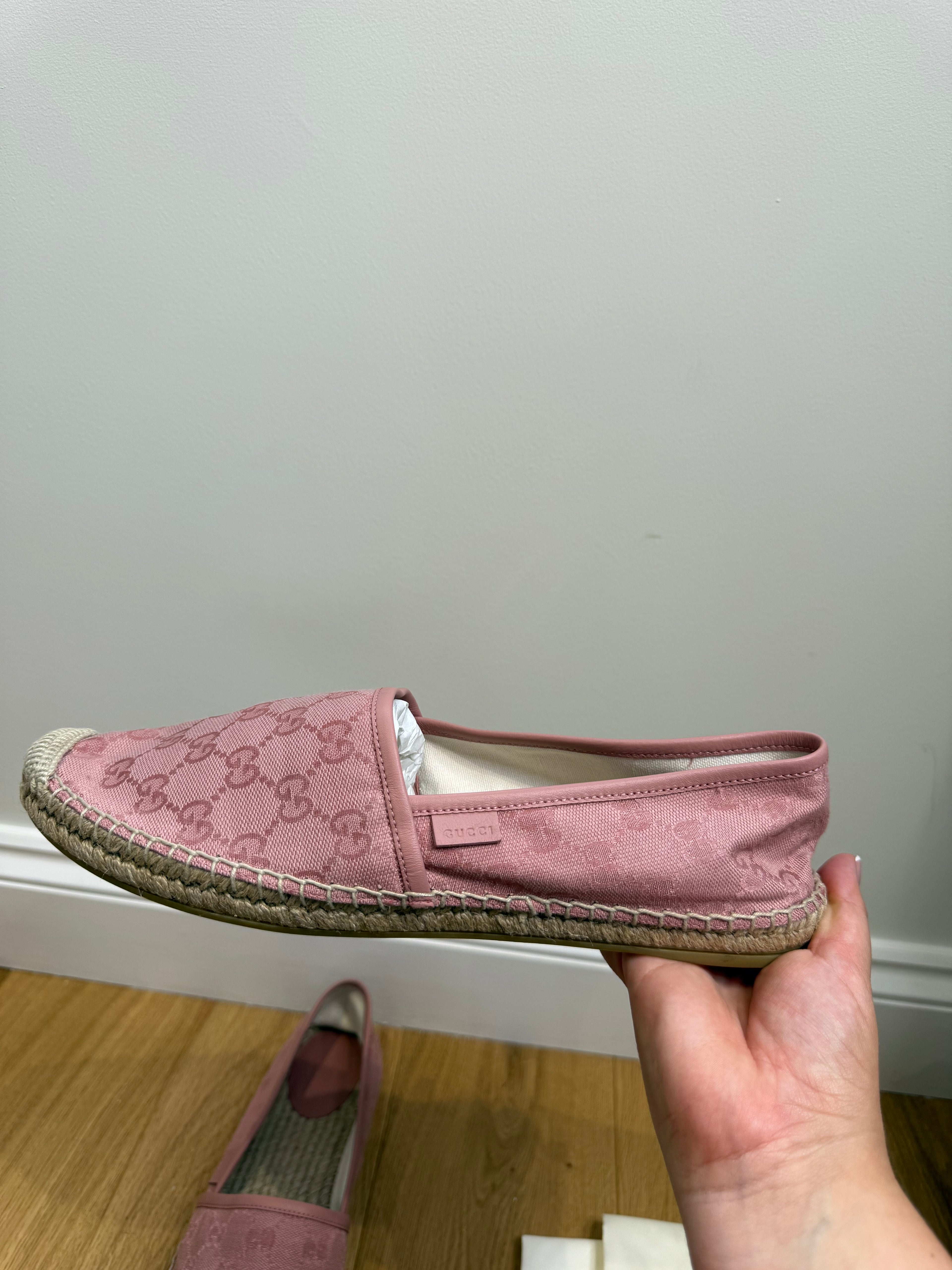 Gucci Guccissima GG Canvas Espadrilles in Dusty Pink