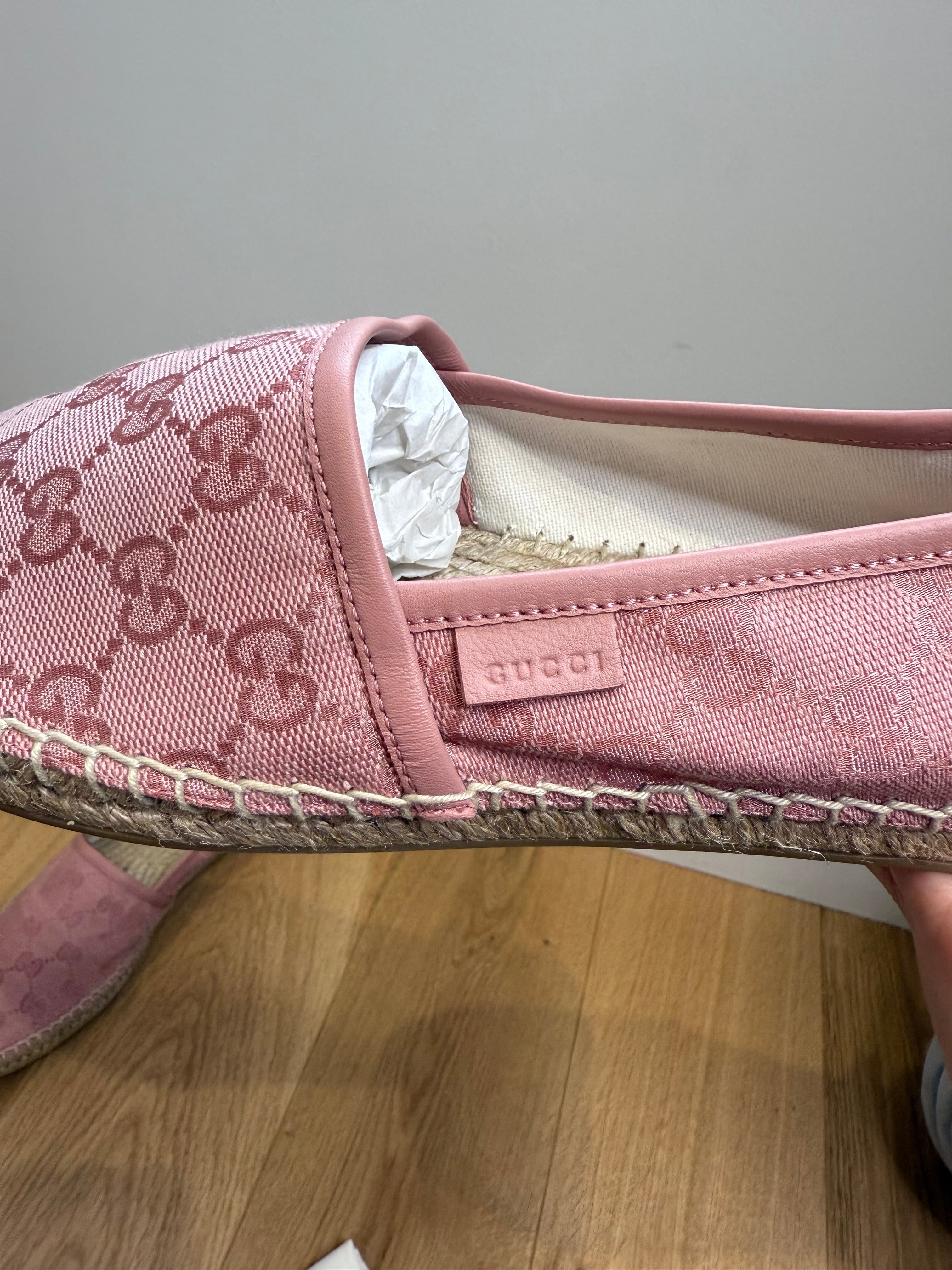 Gucci Guccissima GG Canvas Espadrilles in Dusty Pink