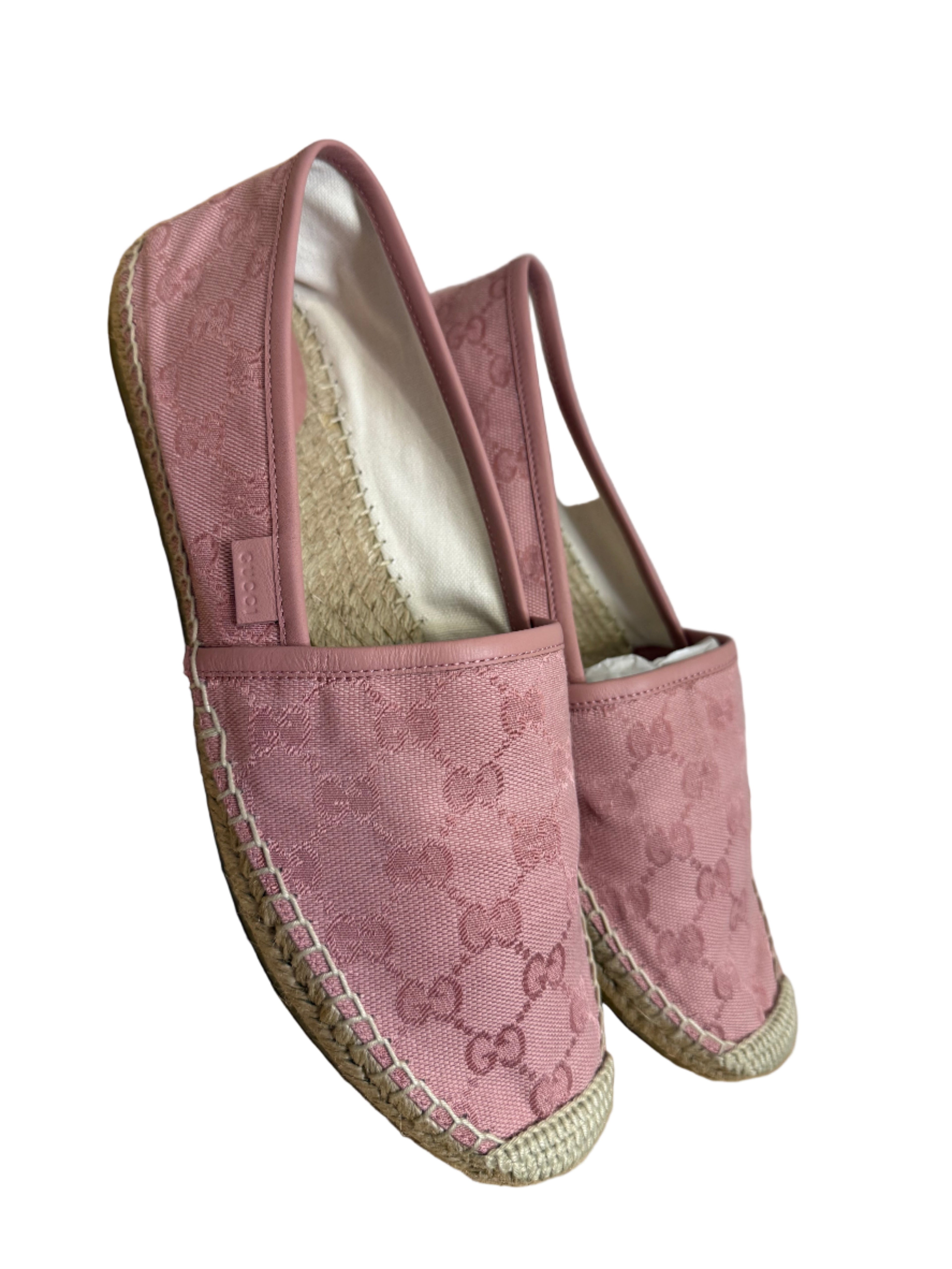 Gucci Guccissima GG Canvas Espadrilles in Dusty Pink
