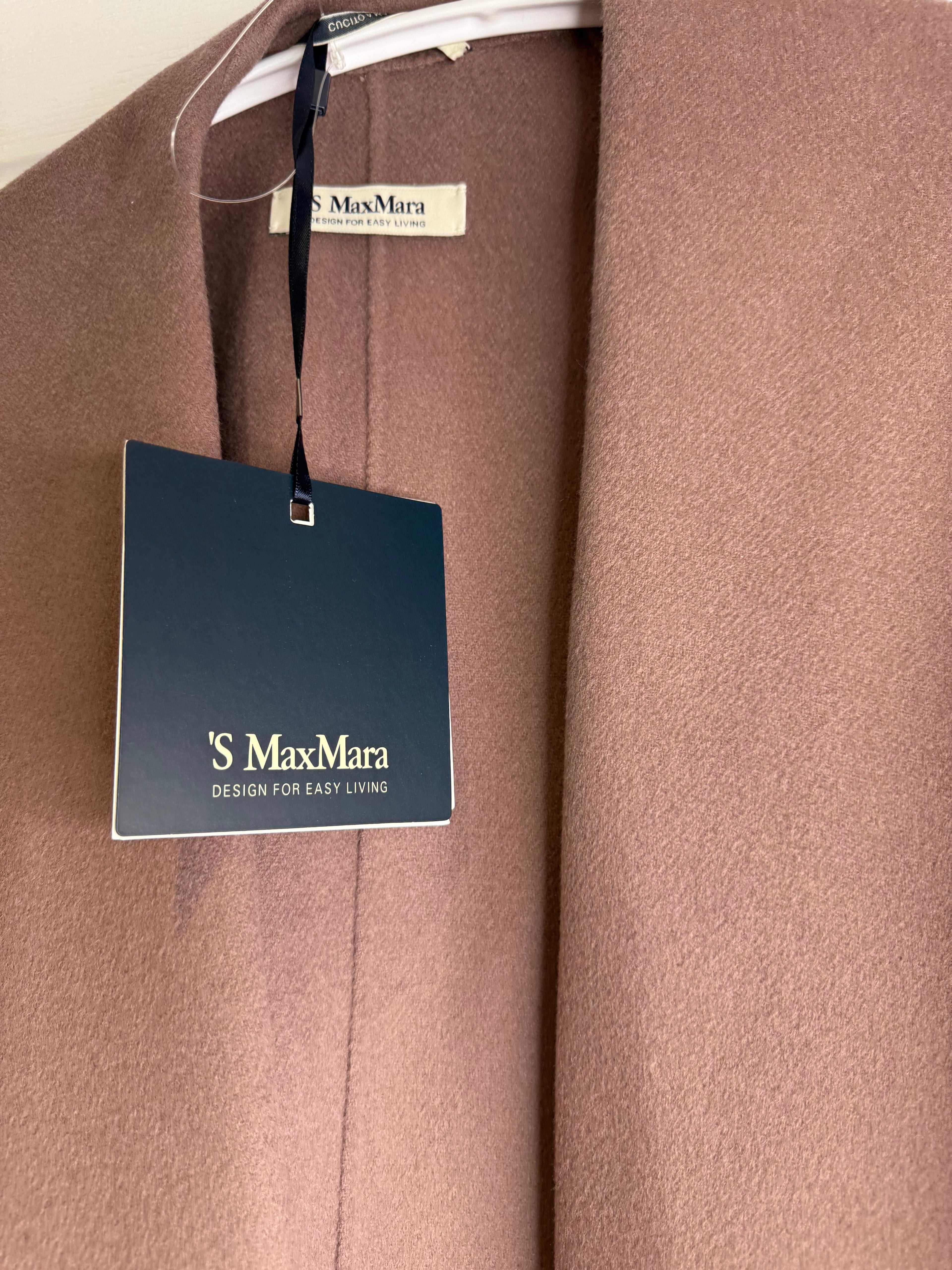 S Max Mara Messi Belted Virgin Wool Coat in Dusty Pink