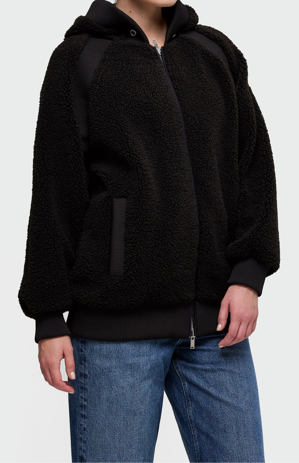 New Moose Knuckles Holland Sherpa Hoodie Jacket in Black