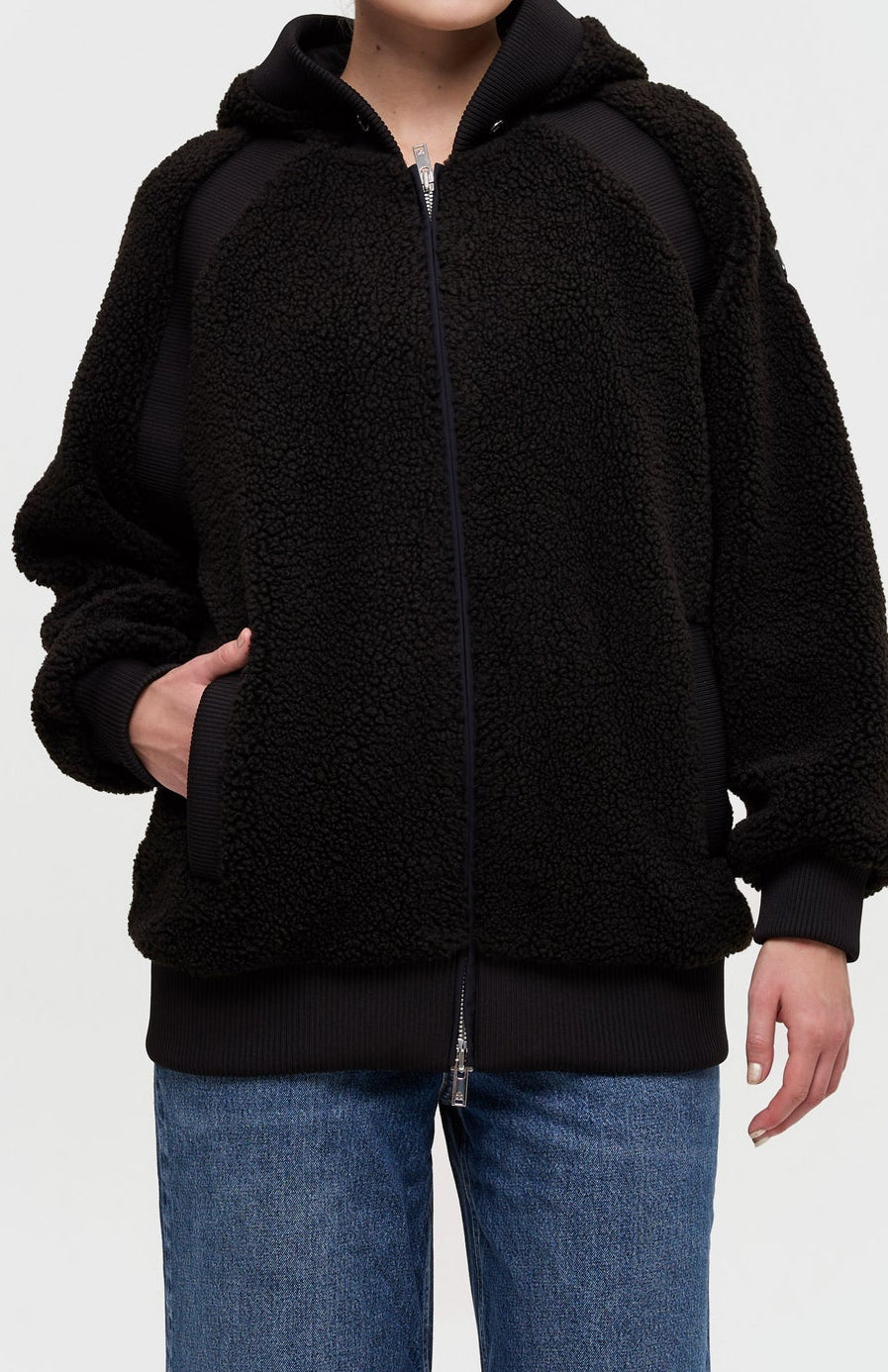 New Moose Knuckles Holland Sherpa Hoodie Jacket in Black