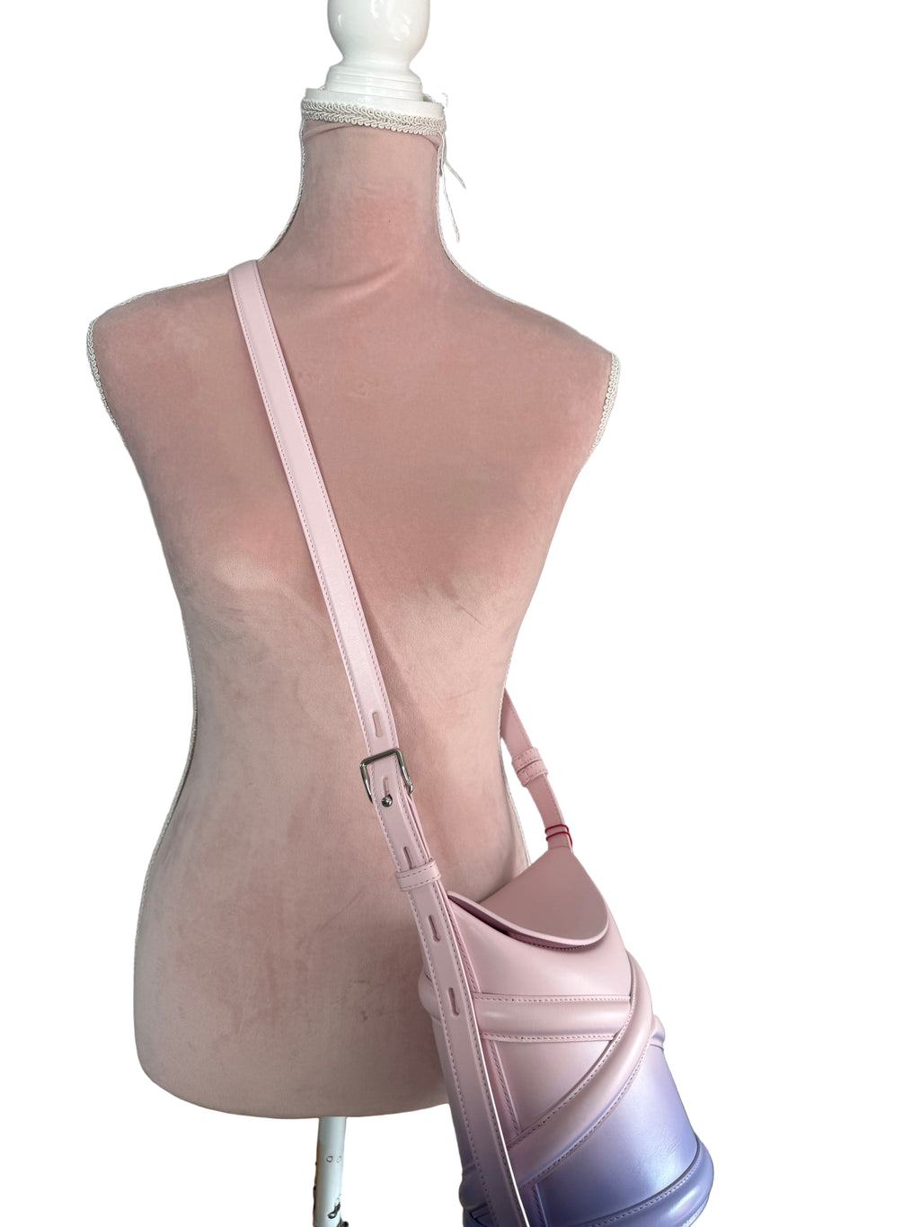 Alexander McQueen The Curve Small Bucket Bag in Pink and Lilac Ombré