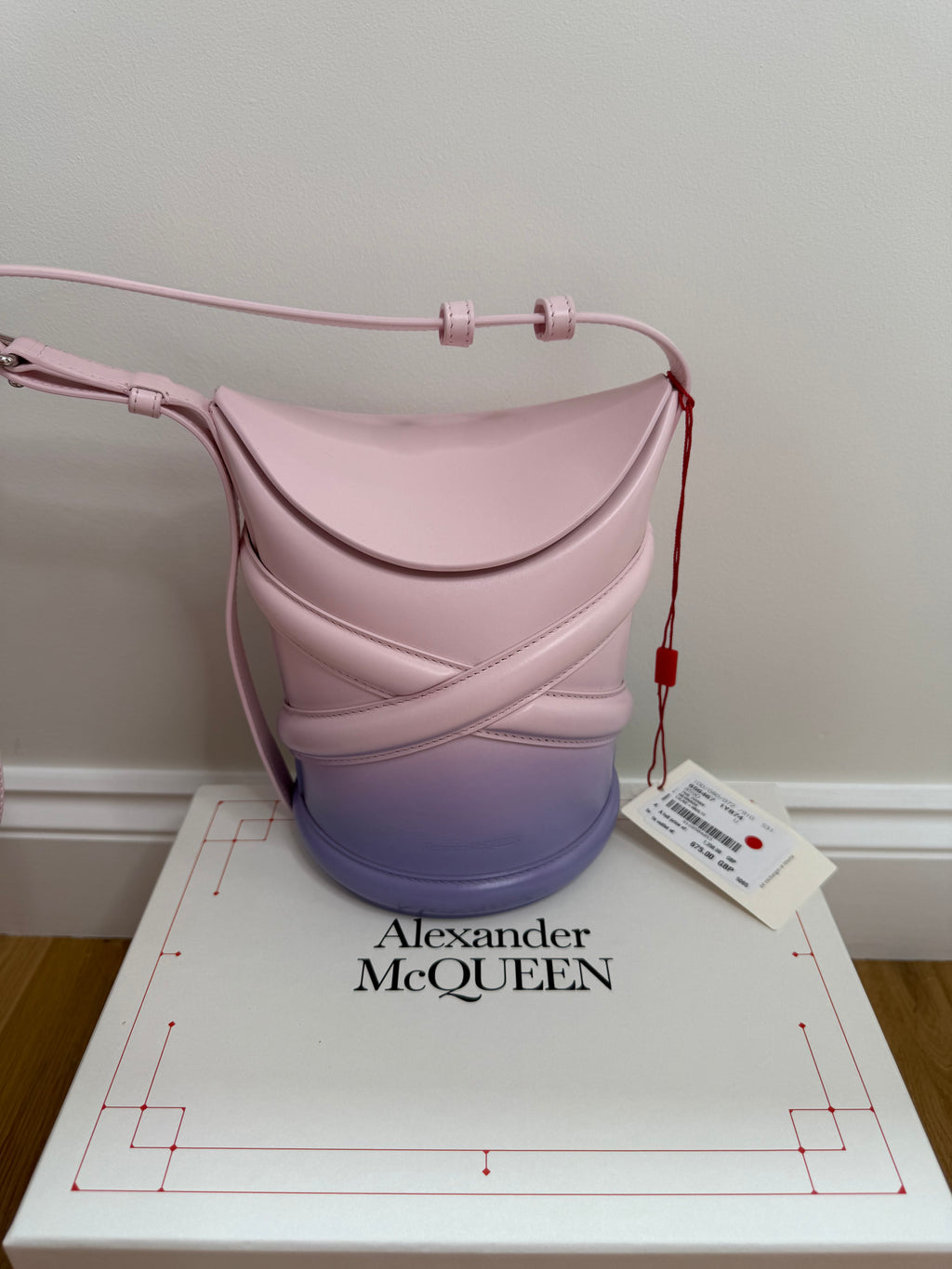 Alexander McQueen The Curve Small Bucket Bag in Pink and Lilac Ombré