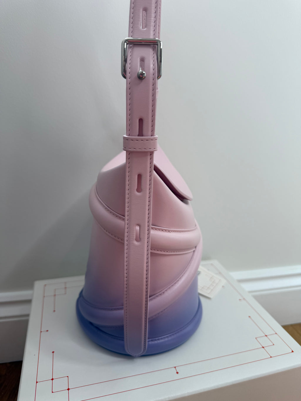 Alexander McQueen The Curve Small Bucket Bag in Pink and Lilac Ombré