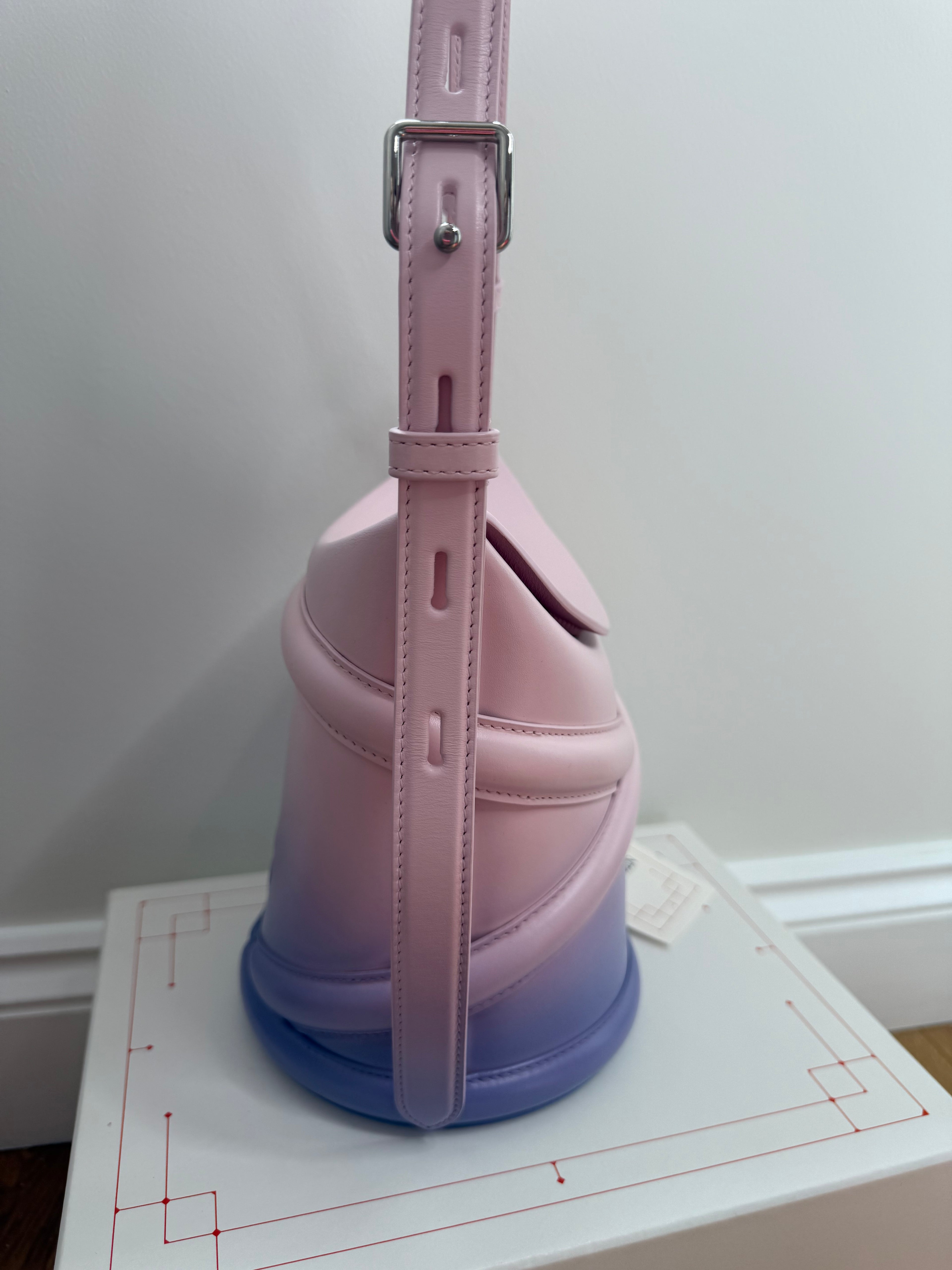 Alexander McQueen The Curve Small Bucket Bag in Pink and Lilac Ombré