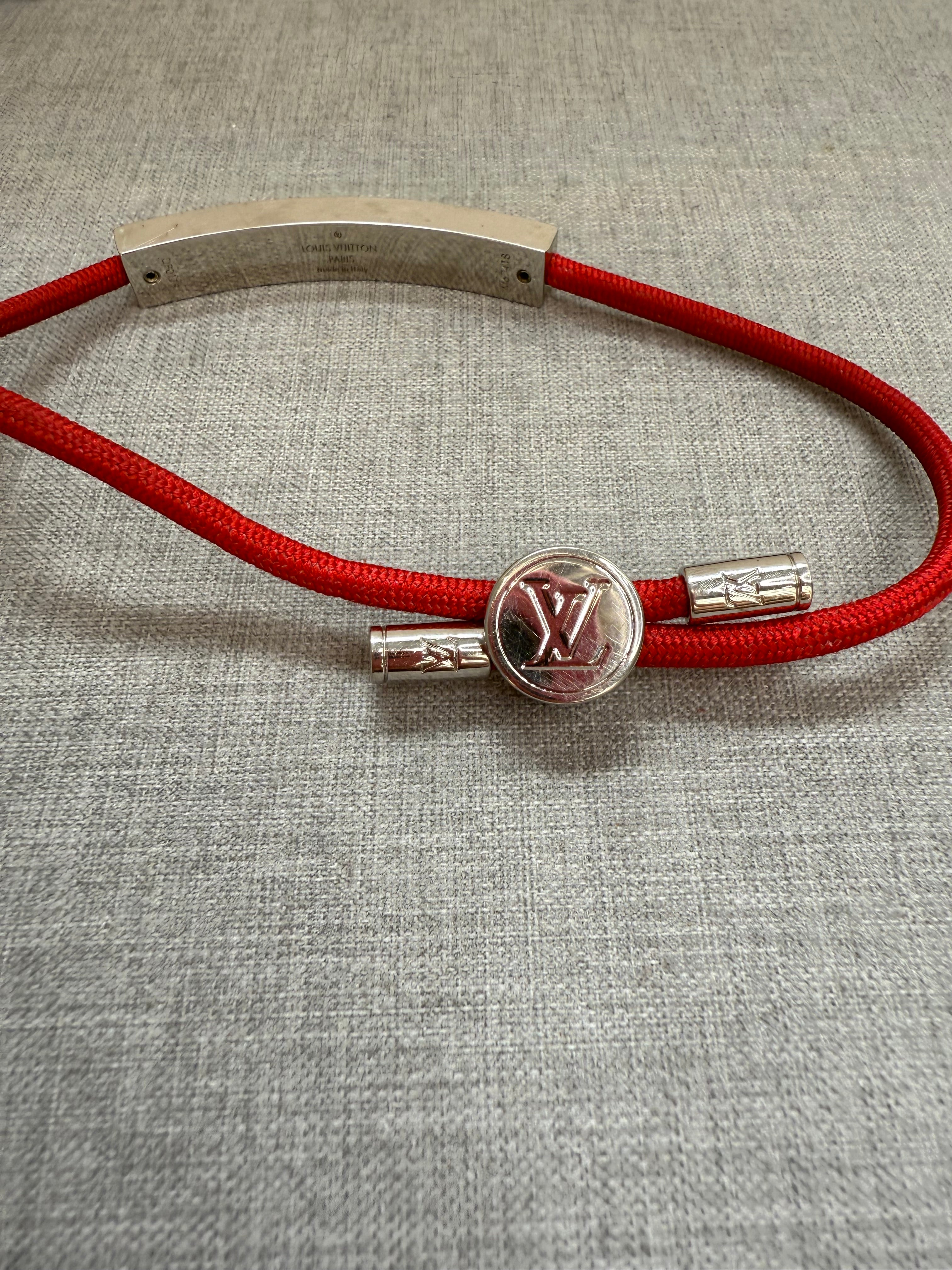 Pre-Owned Louis Vuitton Red Nylon Unisec Bracelet with Stainless Steel logo