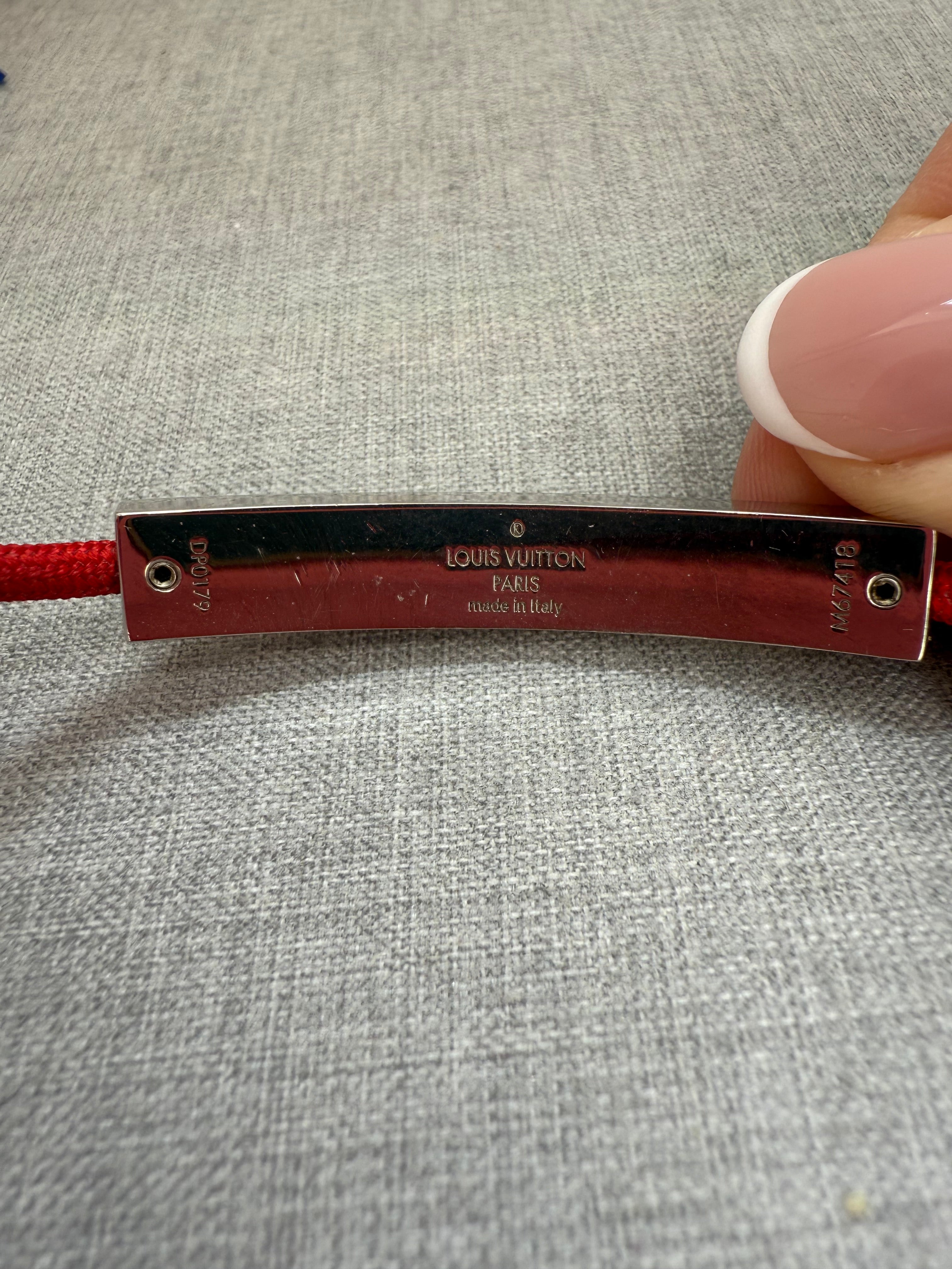 Pre-Owned Louis Vuitton Red Nylon Unisec Bracelet with Stainless Steel logo